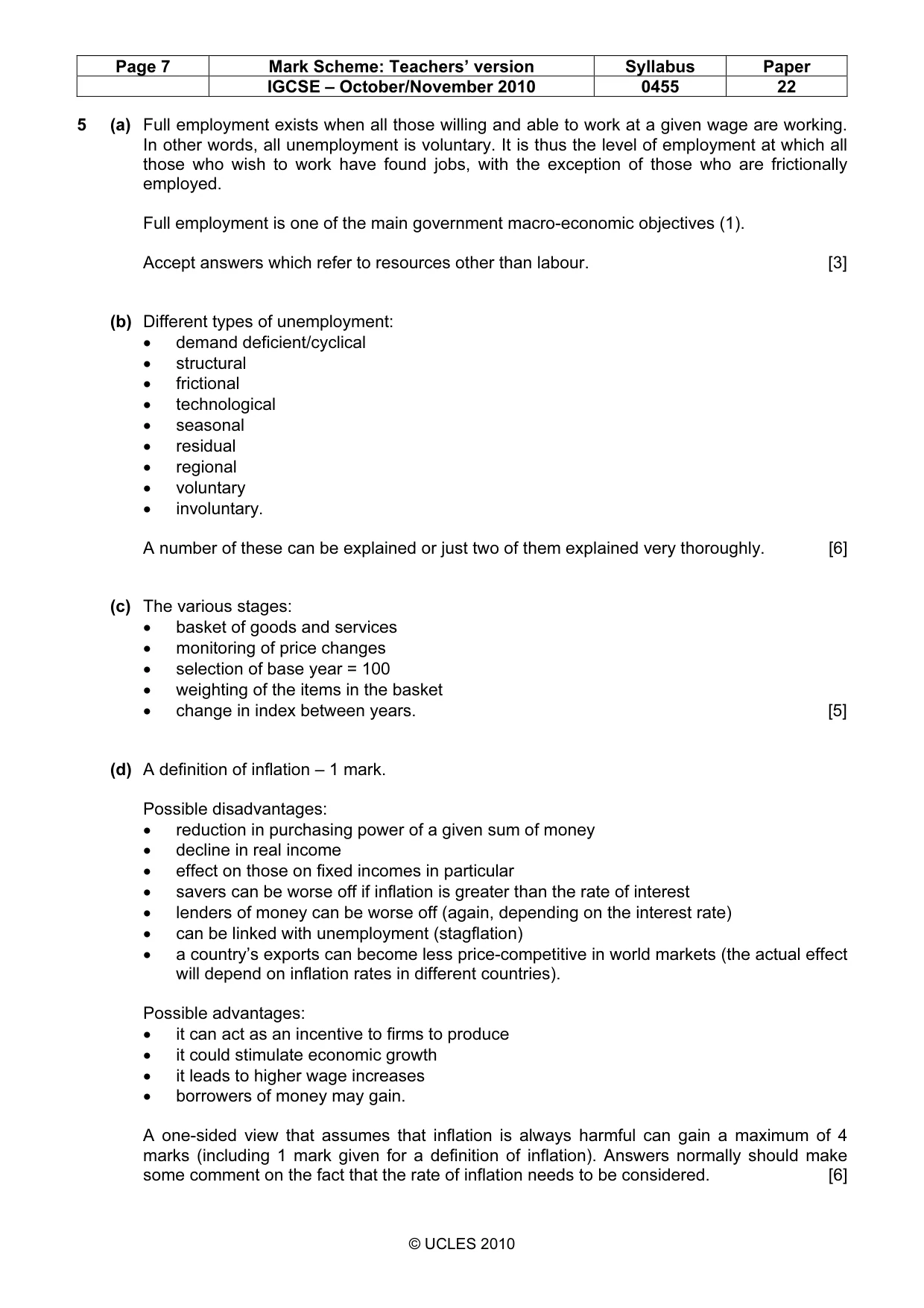 Mark scheme, page 7 of 9