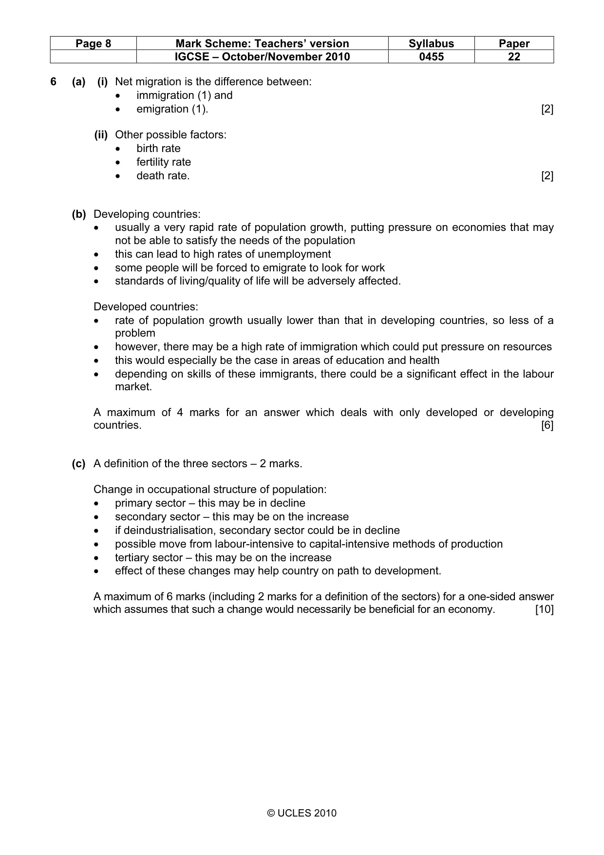 Mark scheme, page 8 of 9