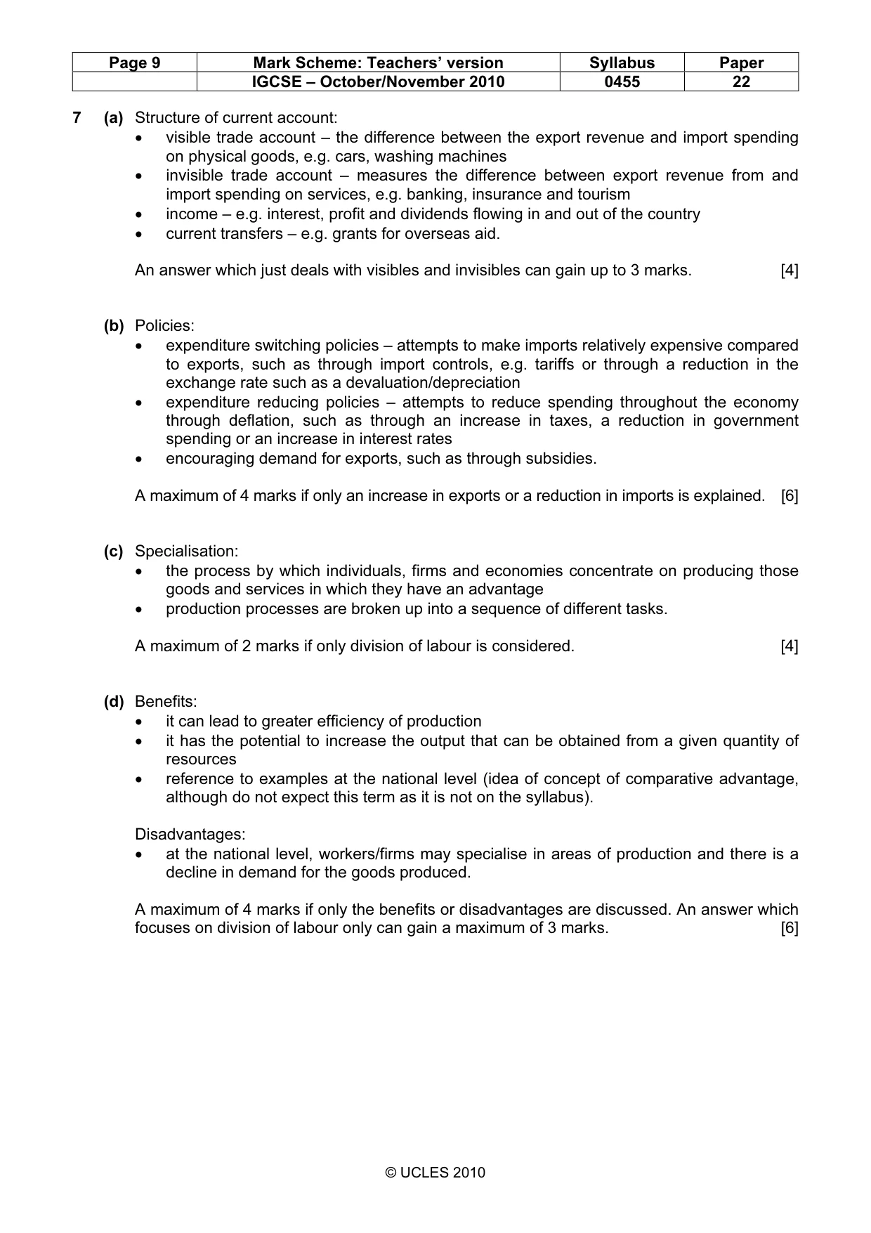 Mark scheme, page 9 of 9