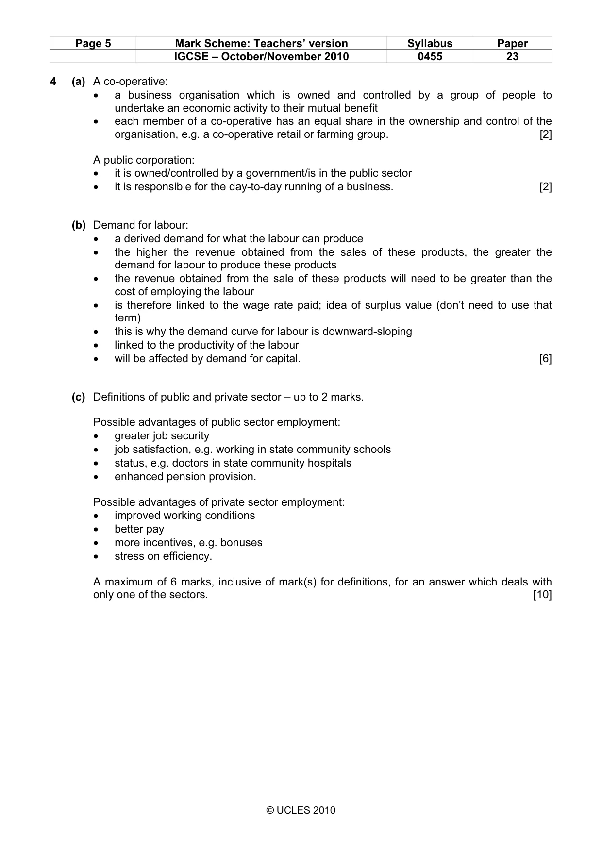 Mark scheme, page 5 of 8