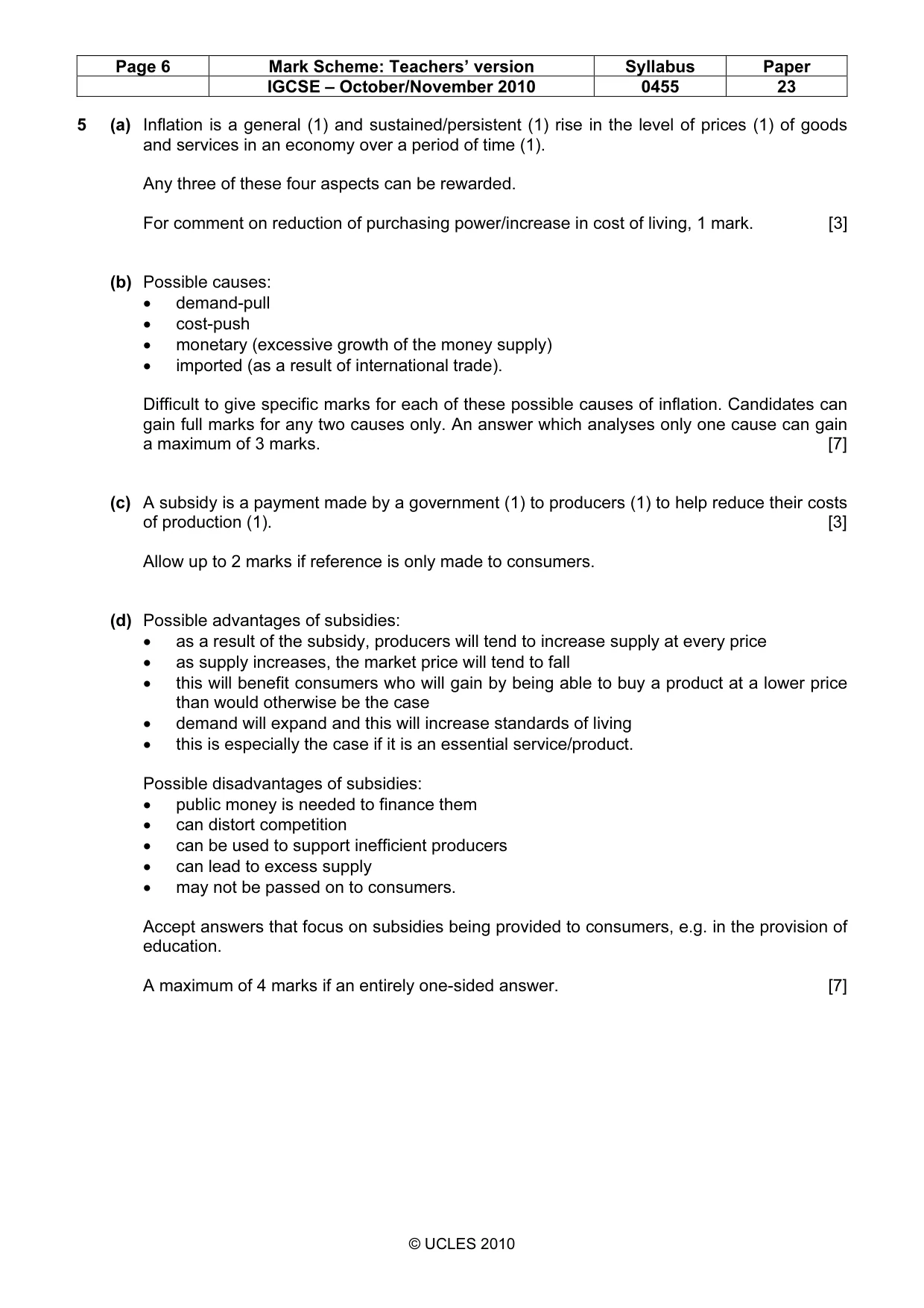 Mark scheme, page 6 of 8