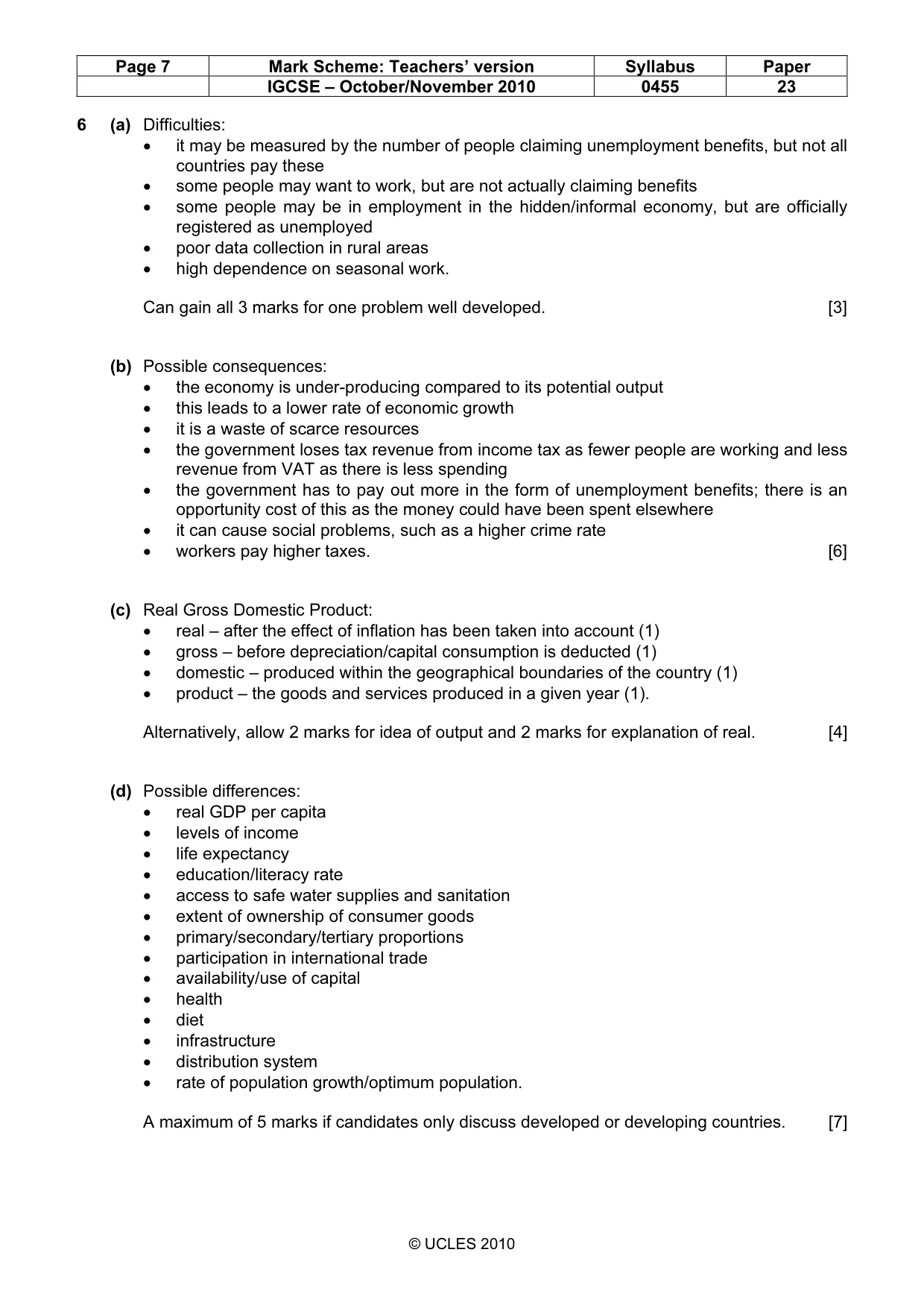 Mark scheme, page 7 of 8
