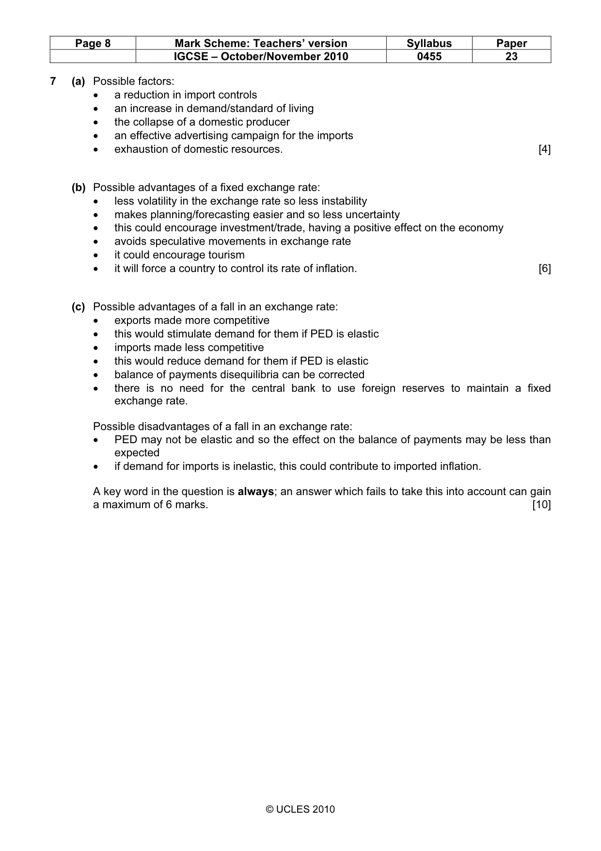 Mark scheme, page 8 of 8