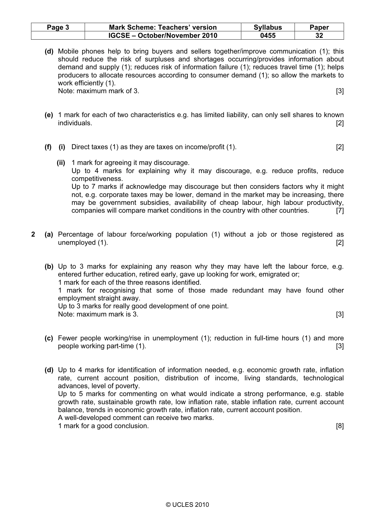 Mark scheme, page 3 of 3