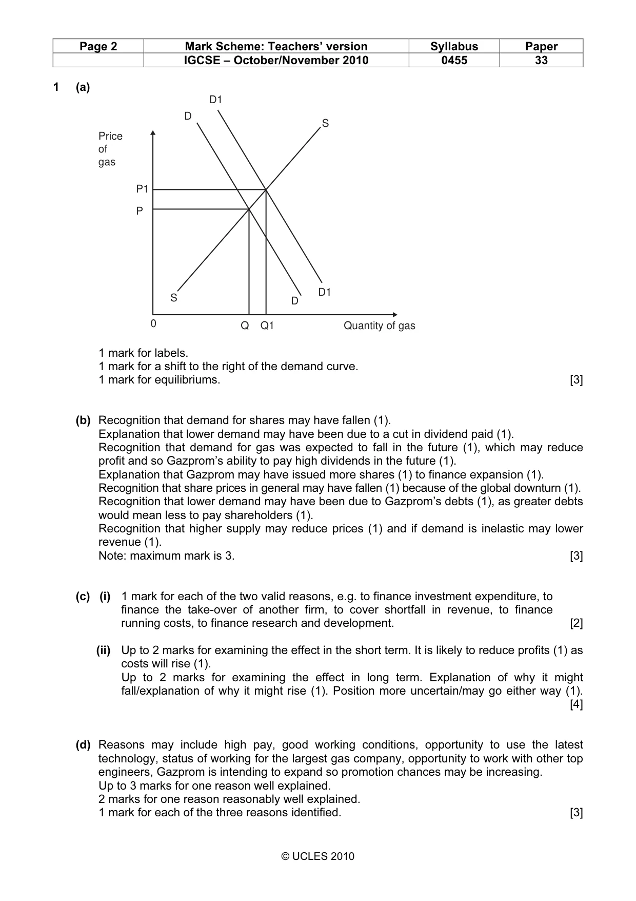 Mark scheme, page 2 of 3