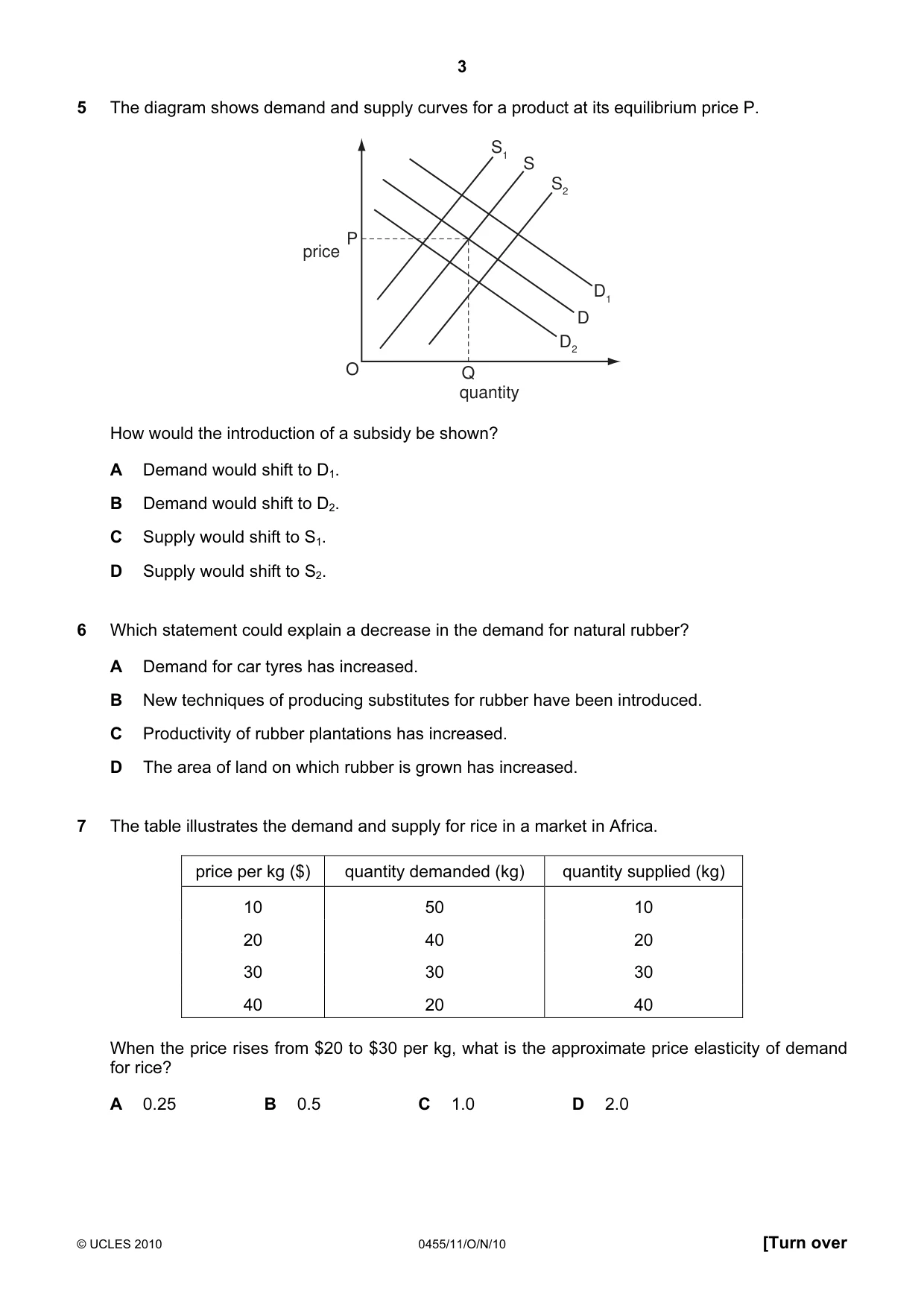 Cambridge IGCSE Economics 0455 2010 Oct/Nov Paper 1 · Variant 1 question paper, page 3 of 12