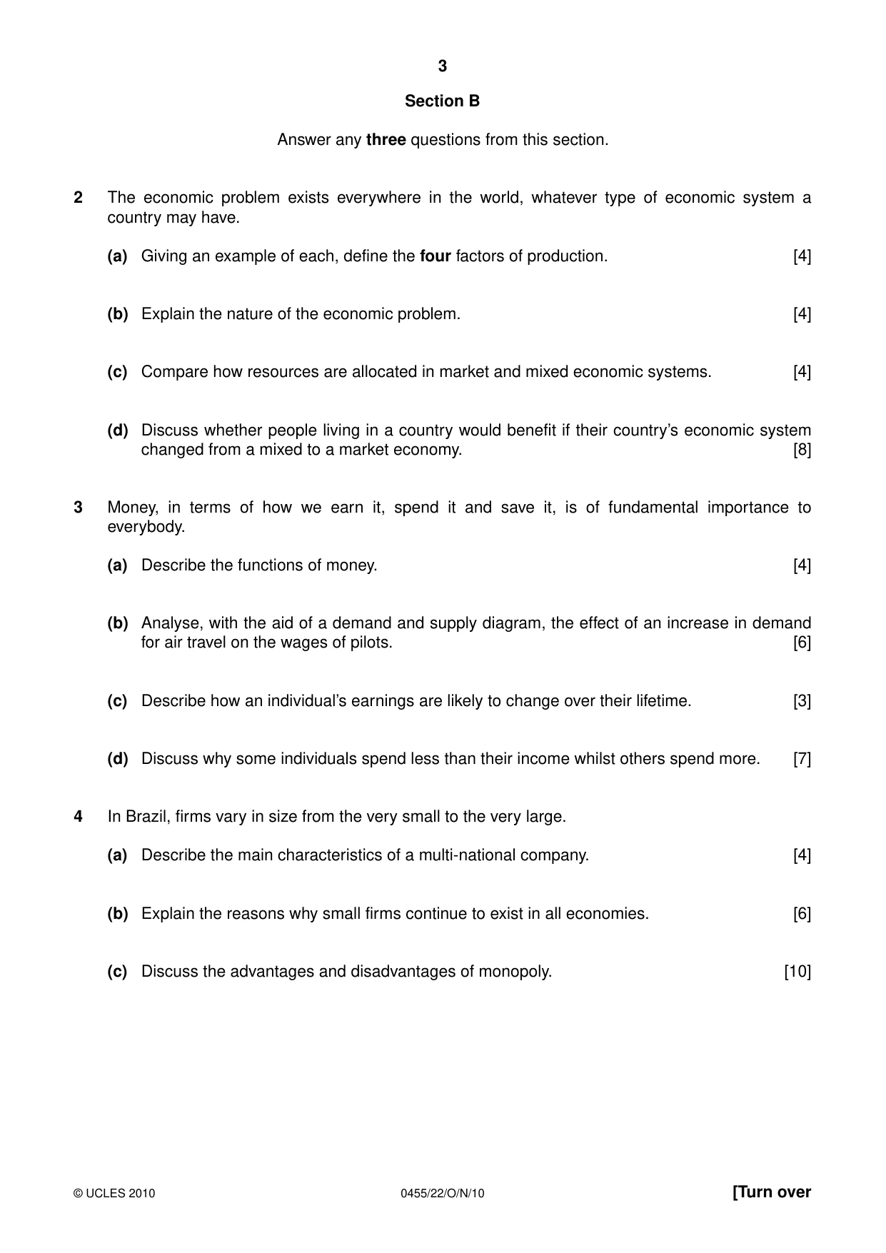 Cambridge IGCSE Economics 0455 2010 Oct/Nov Paper 2 · Variant 2 question paper, page 3 of 4