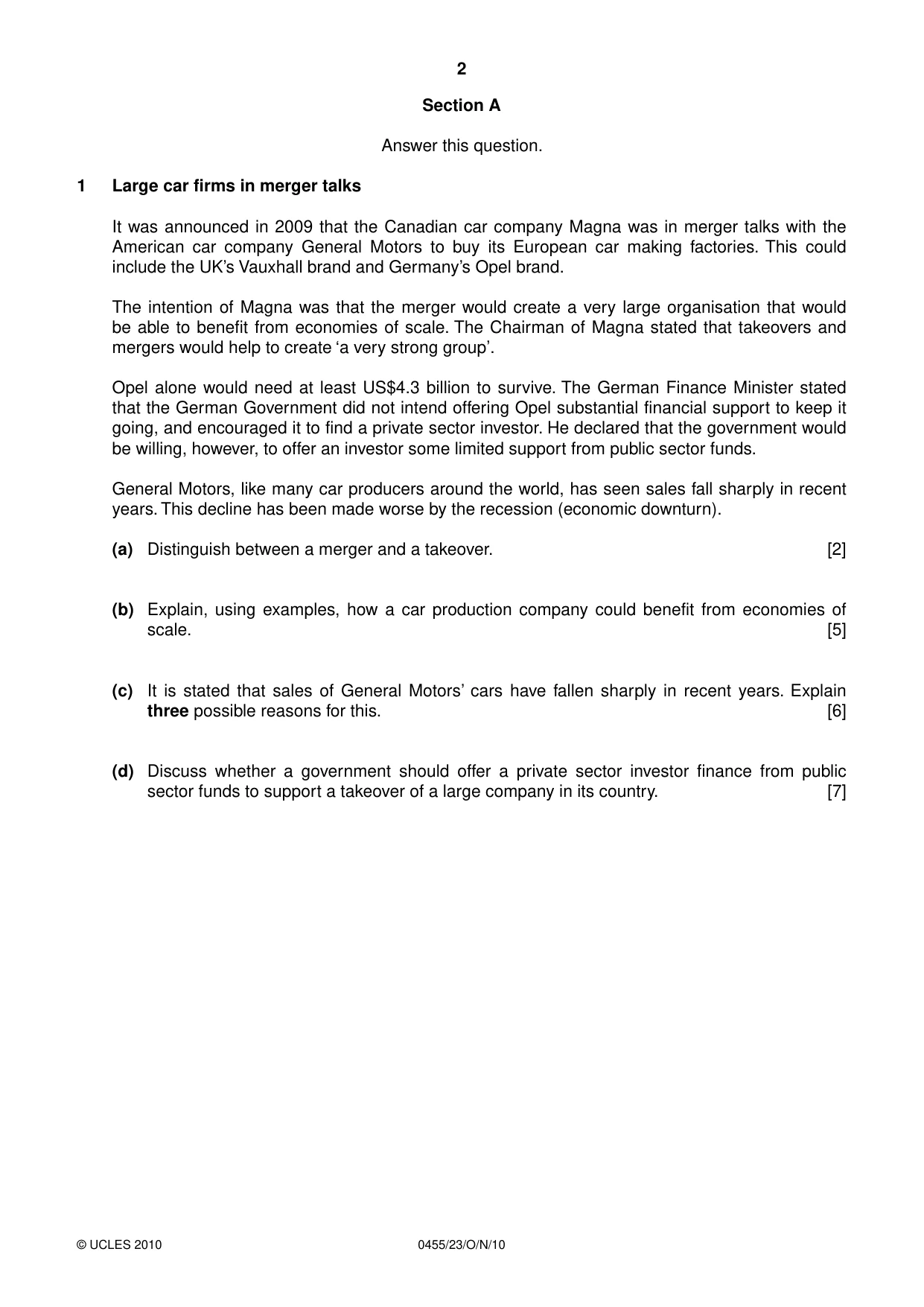 Cambridge IGCSE Economics 0455 2010 Oct/Nov Paper 2 · Variant 3 question paper, page 2 of 4