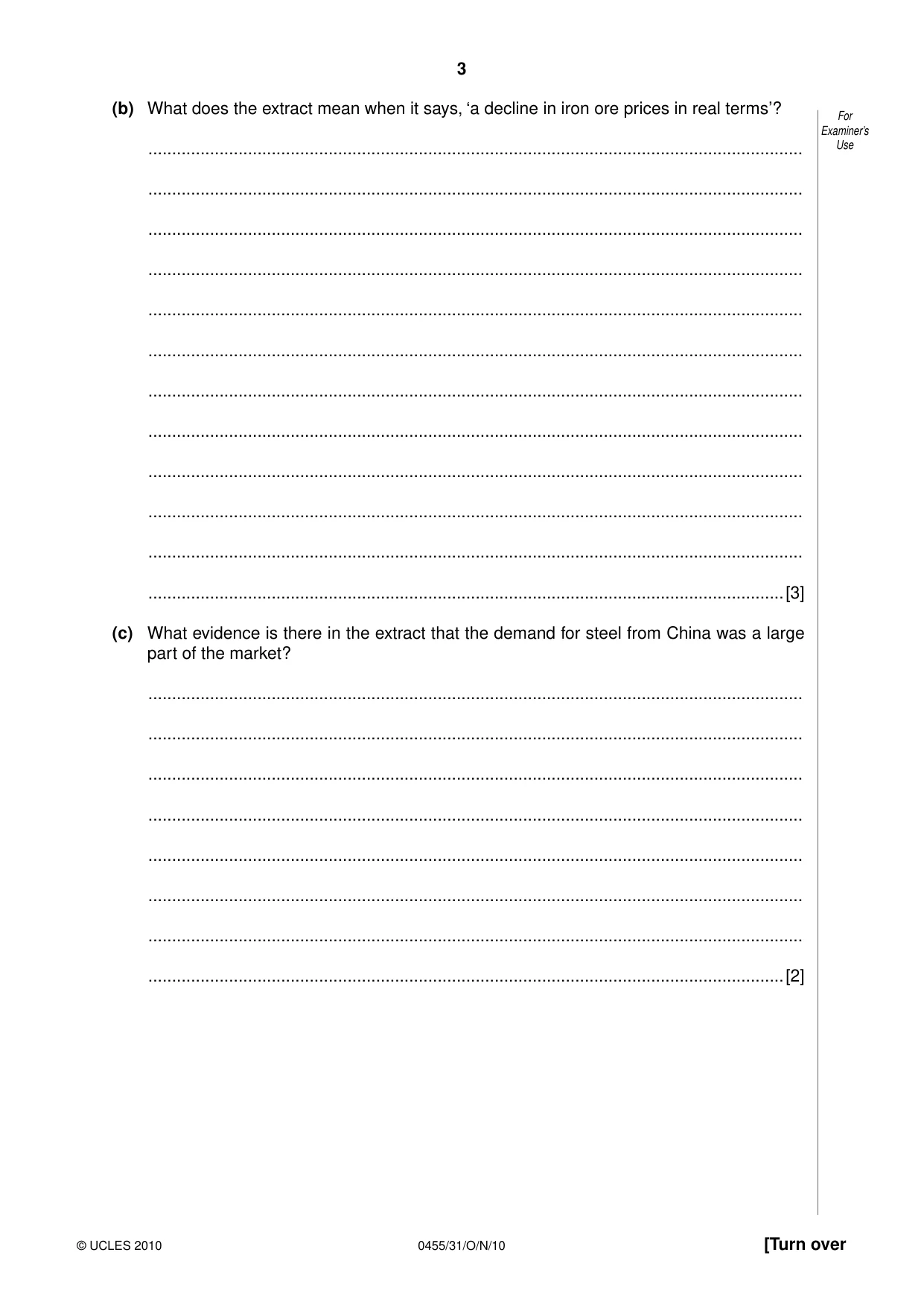 Cambridge IGCSE Economics 0455 2010 Oct/Nov Paper 3 · Variant 1 question paper, page 3 of 12