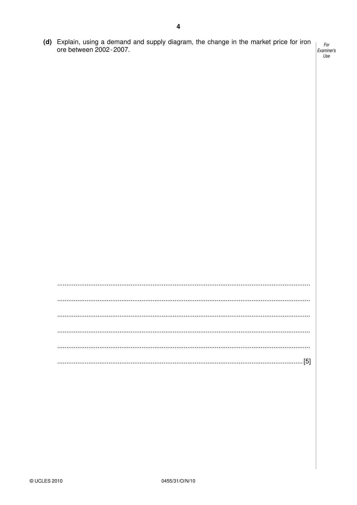 Cambridge IGCSE Economics 0455 2010 Oct/Nov Paper 3 · Variant 1 question paper, page 4 of 12