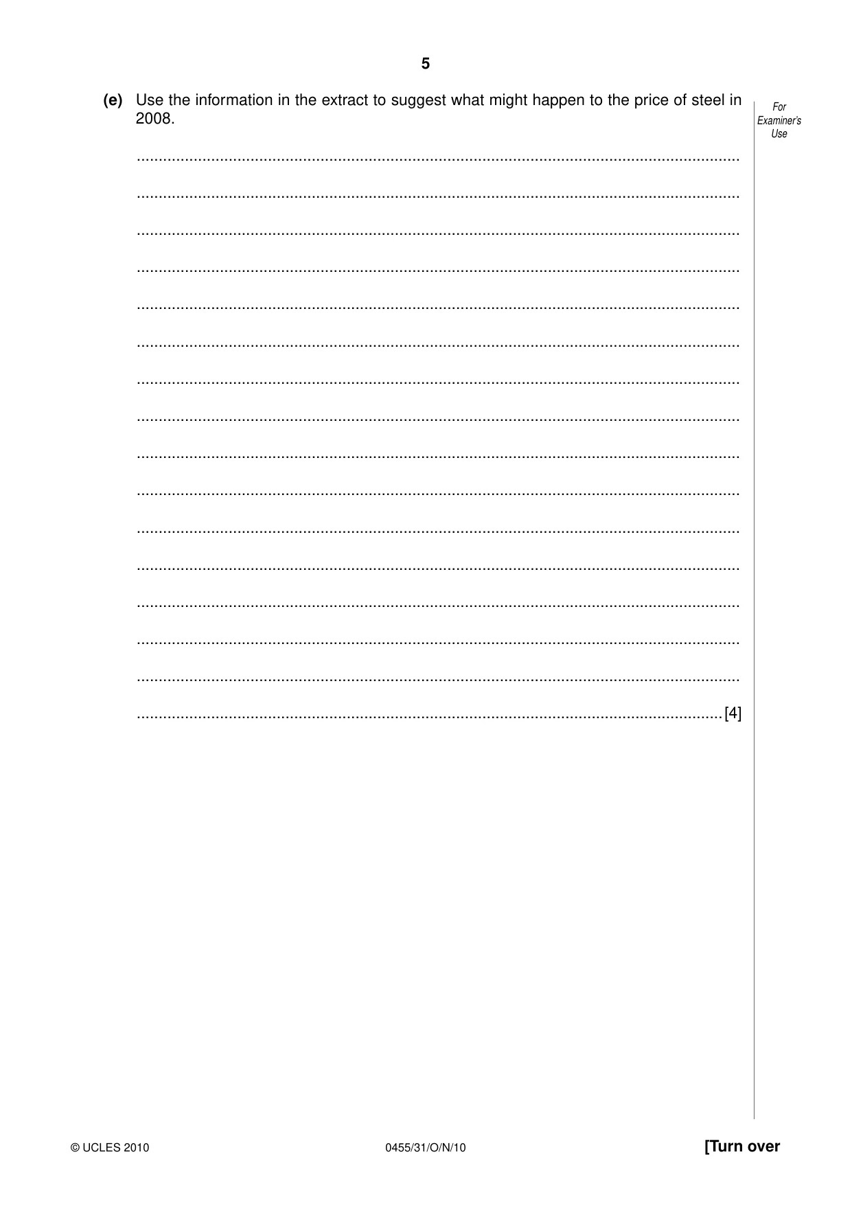 Cambridge IGCSE Economics 0455 2010 Oct/Nov Paper 3 · Variant 1 question paper, page 5 of 12