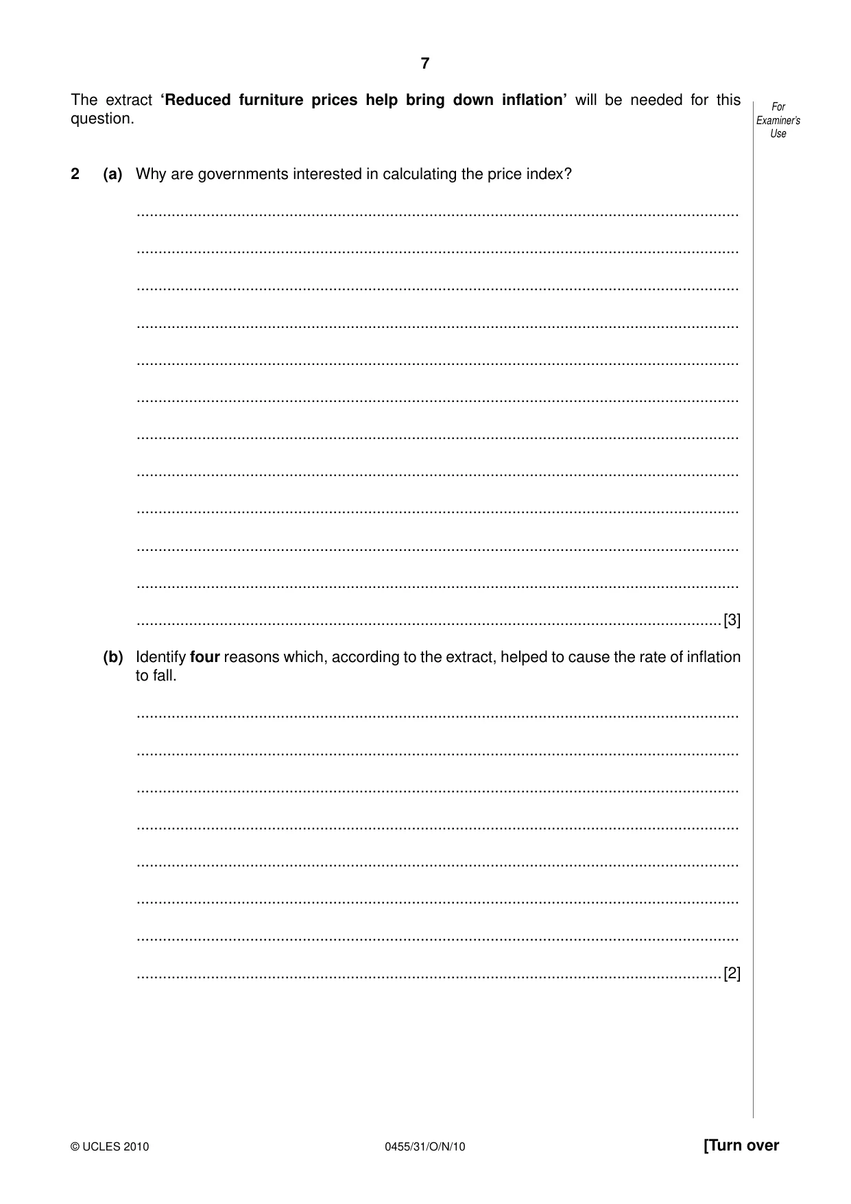 Cambridge IGCSE Economics 0455 2010 Oct/Nov Paper 3 · Variant 1 question paper, page 7 of 12