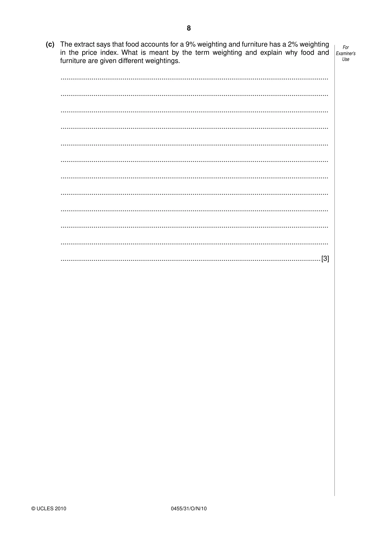 Cambridge IGCSE Economics 0455 2010 Oct/Nov Paper 3 · Variant 1 question paper, page 8 of 12