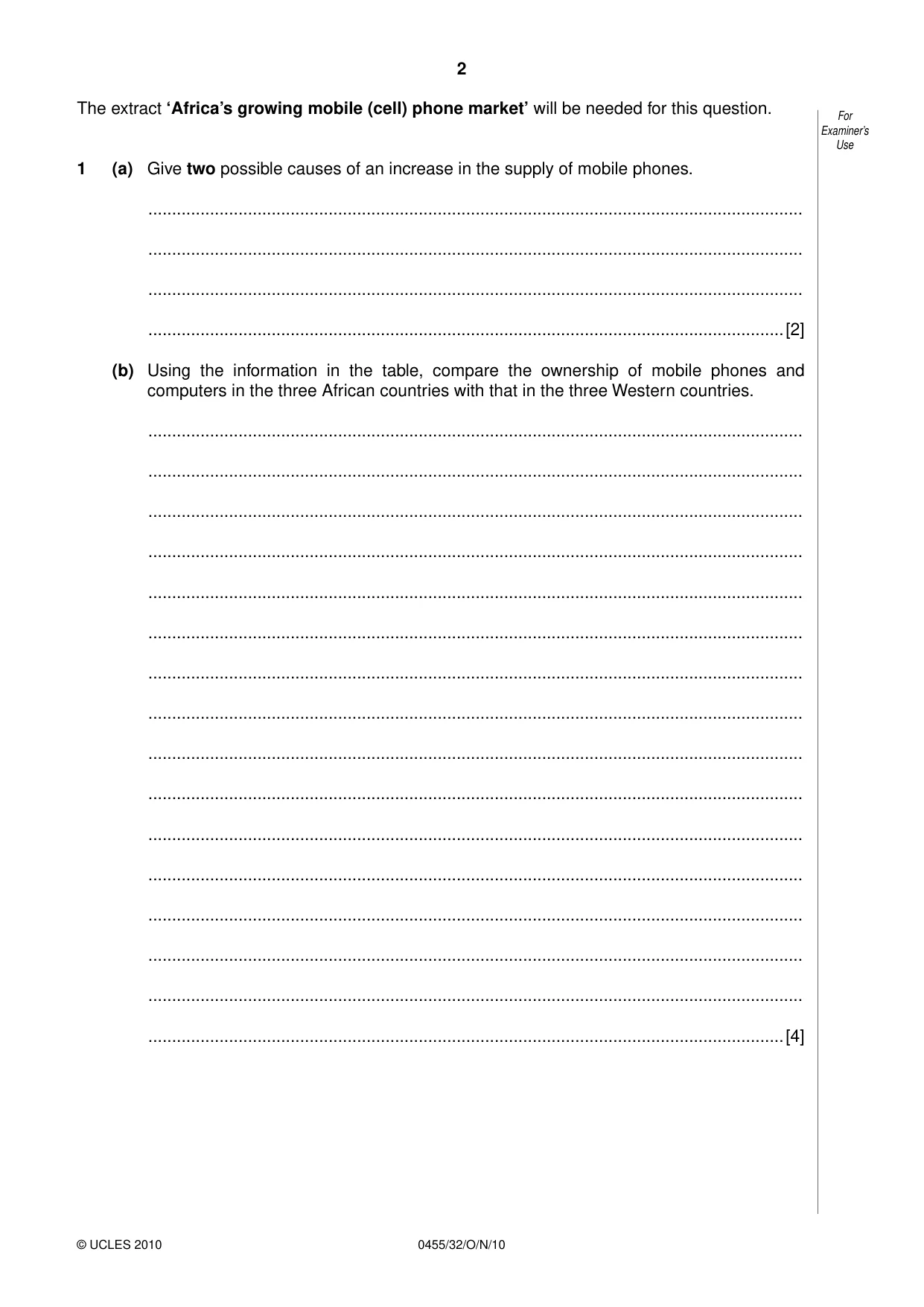 Cambridge IGCSE Economics 0455 2010 Oct/Nov Paper 3 · Variant 2 question paper, page 2 of 12