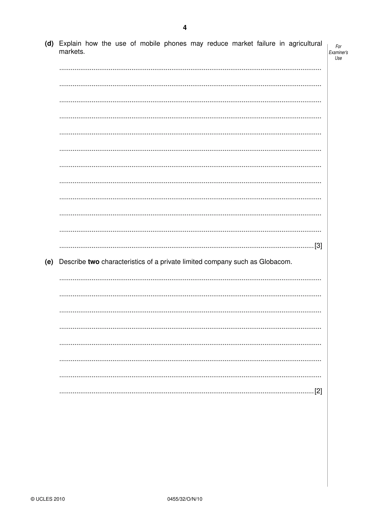 Cambridge IGCSE Economics 0455 2010 Oct/Nov Paper 3 · Variant 2 question paper, page 4 of 12