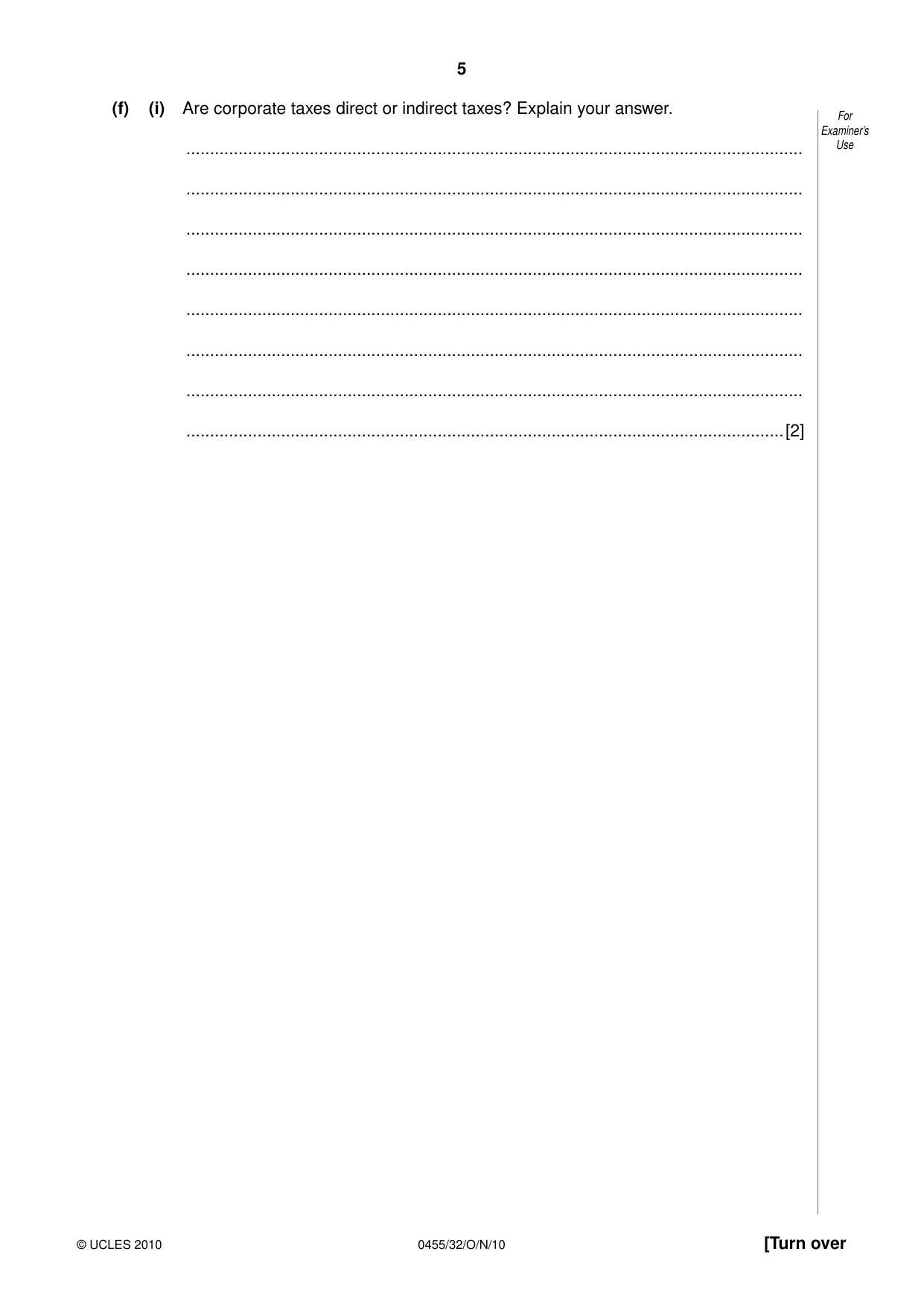 Cambridge IGCSE Economics 0455 2010 Oct/Nov Paper 3 · Variant 2 question paper, page 5 of 12