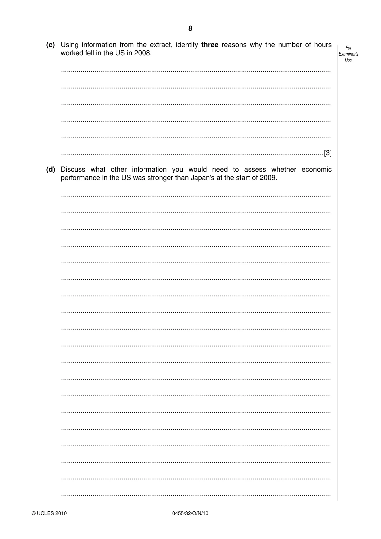 Cambridge IGCSE Economics 0455 2010 Oct/Nov Paper 3 · Variant 2 question paper, page 8 of 12