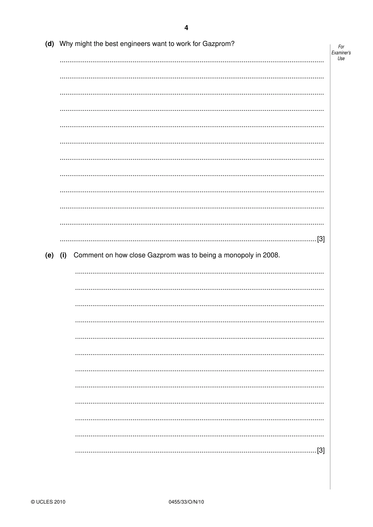 Cambridge IGCSE Economics 0455 2010 Oct/Nov Paper 3 · Variant 3 question paper, page 4 of 12