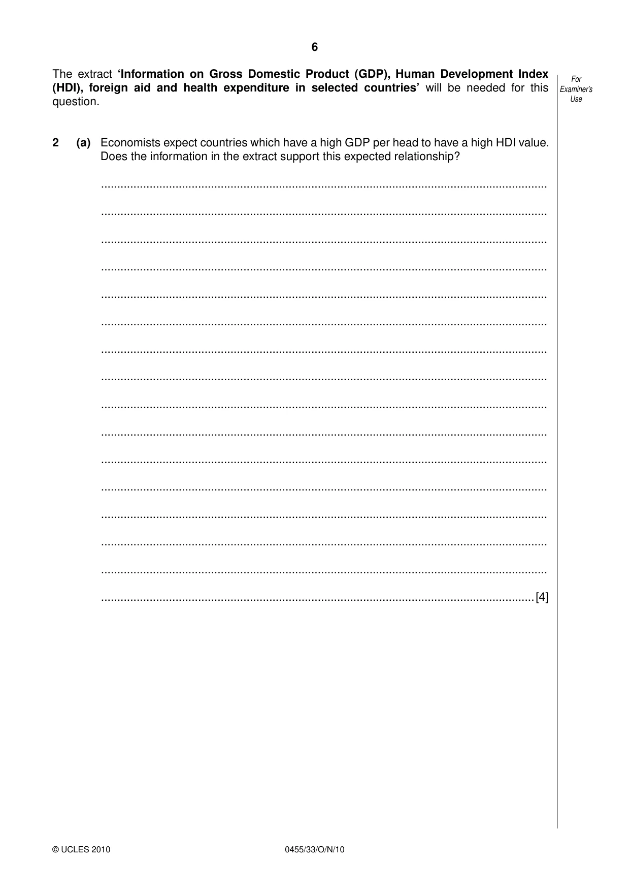Cambridge IGCSE Economics 0455 2010 Oct/Nov Paper 3 · Variant 3 question paper, page 6 of 12