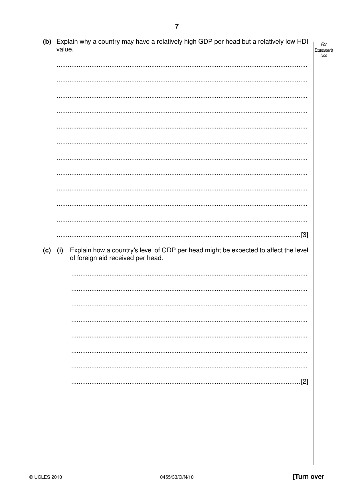 Cambridge IGCSE Economics 0455 2010 Oct/Nov Paper 3 · Variant 3 question paper, page 7 of 12