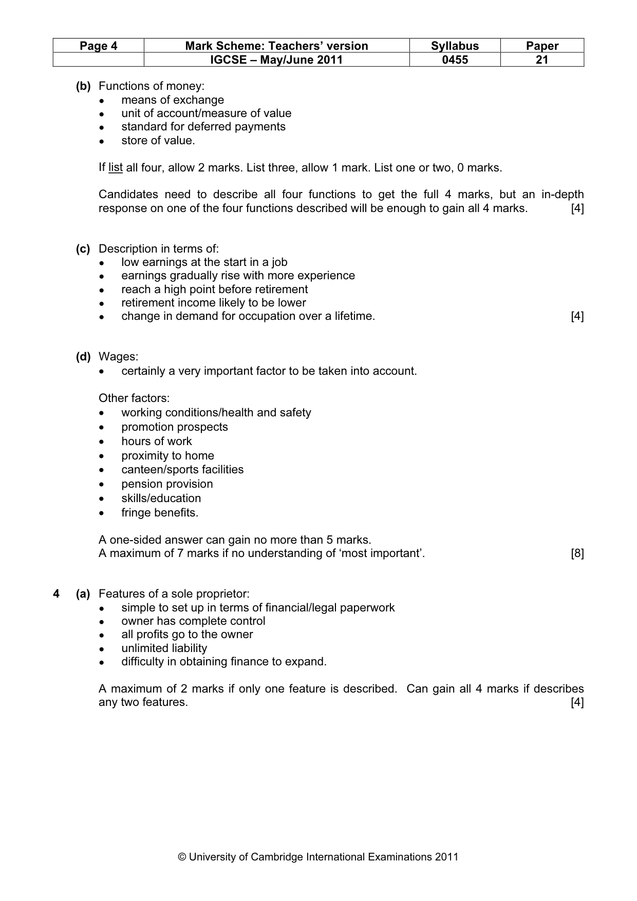 Mark scheme, page 4 of 8