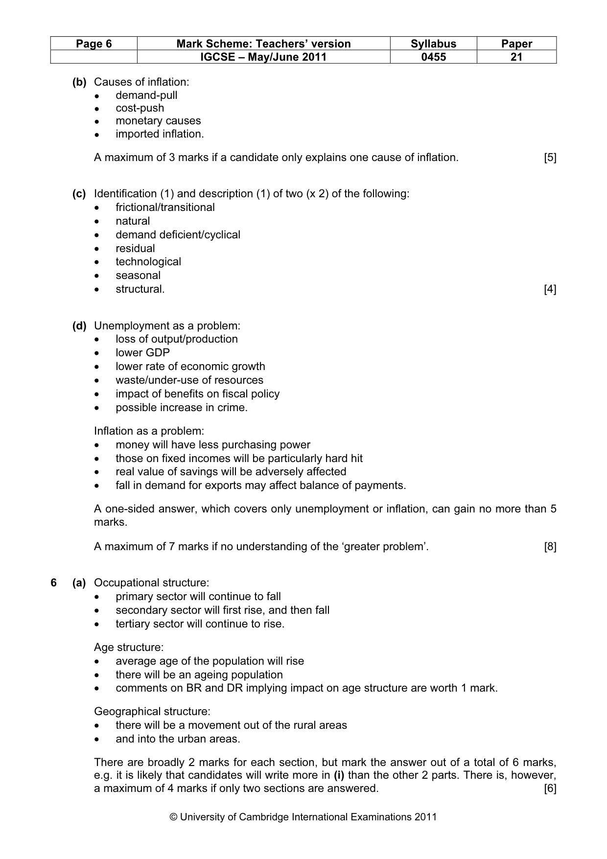 Mark scheme, page 6 of 8