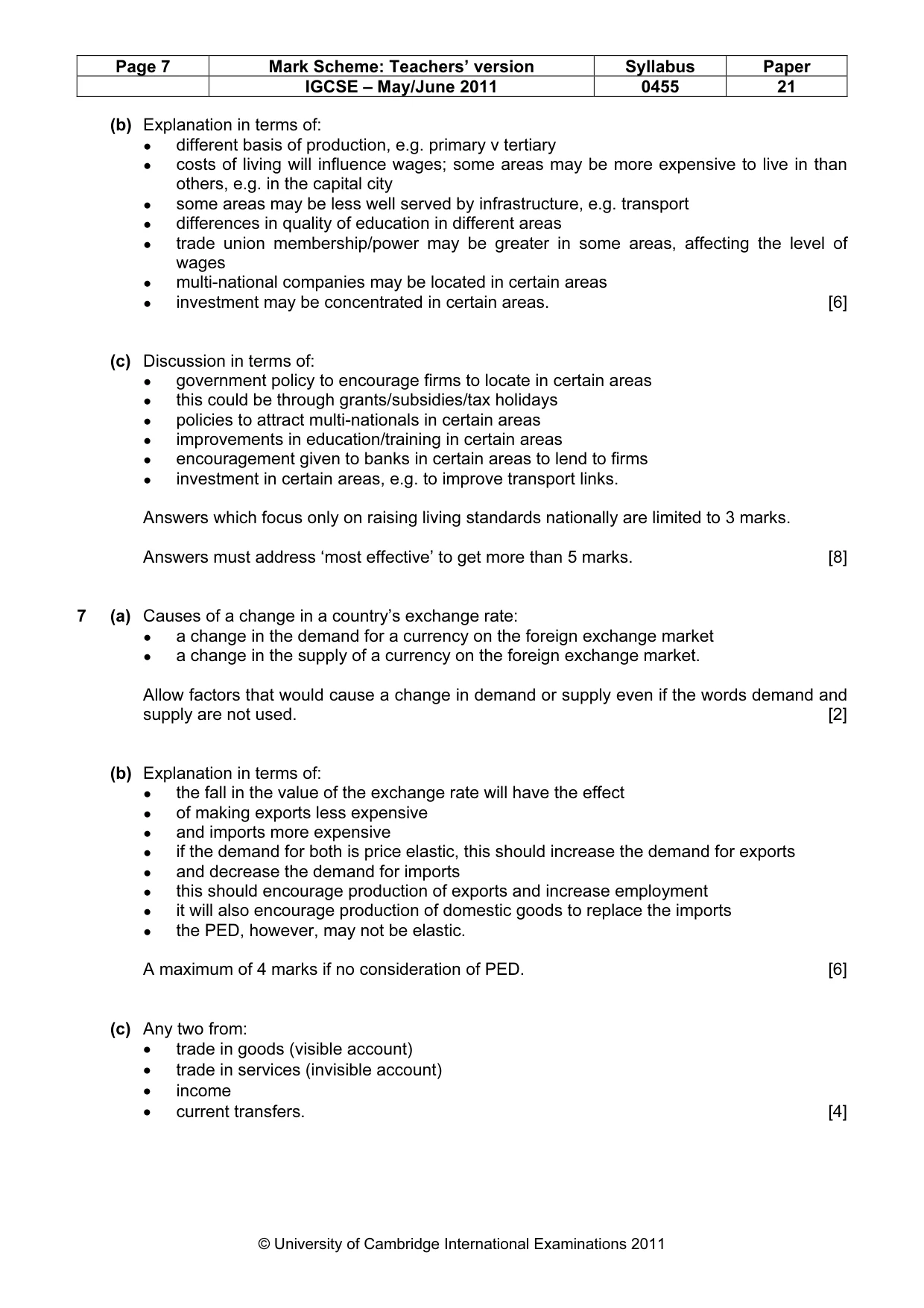 Mark scheme, page 7 of 8