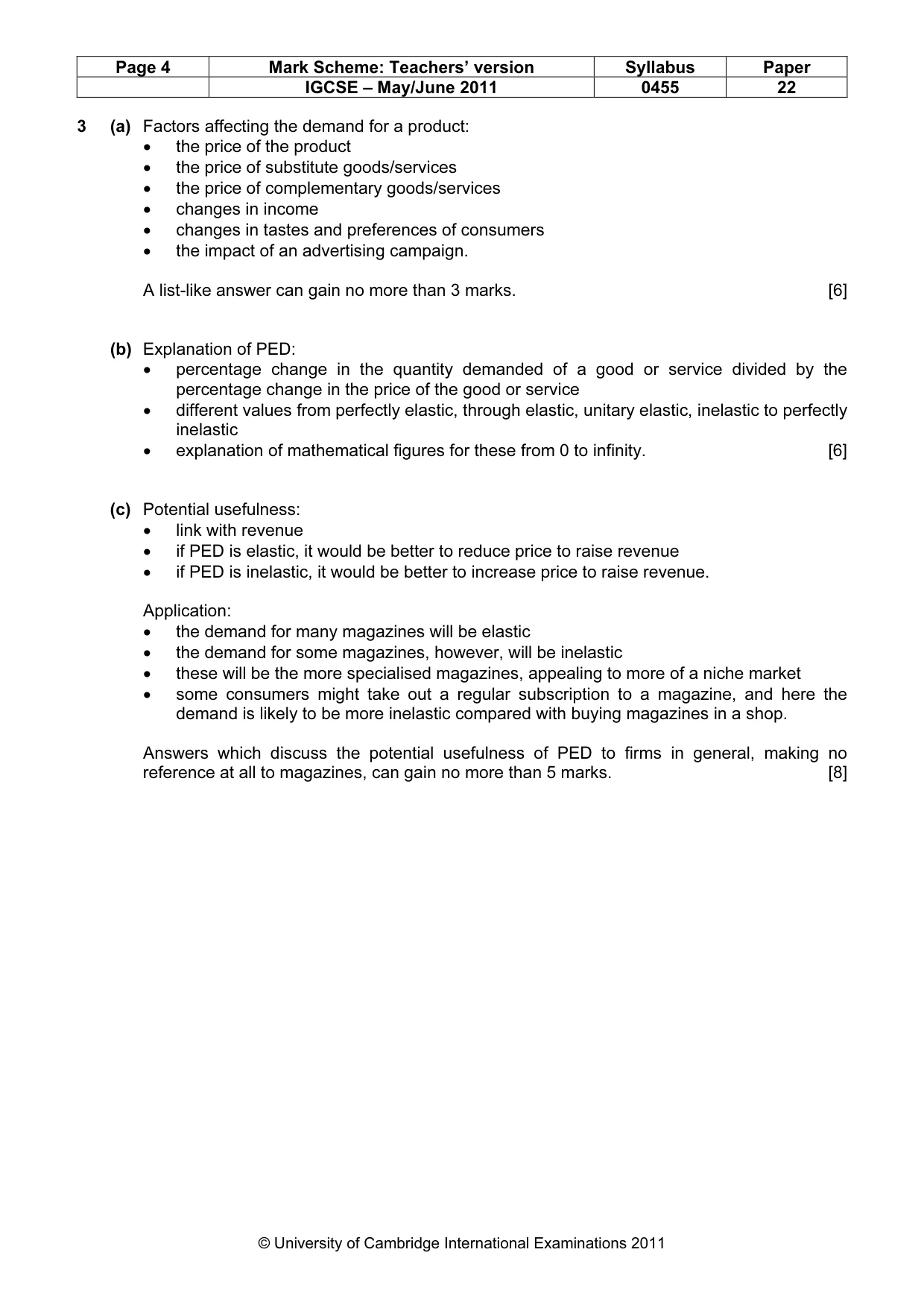 Mark scheme, page 4 of 8
