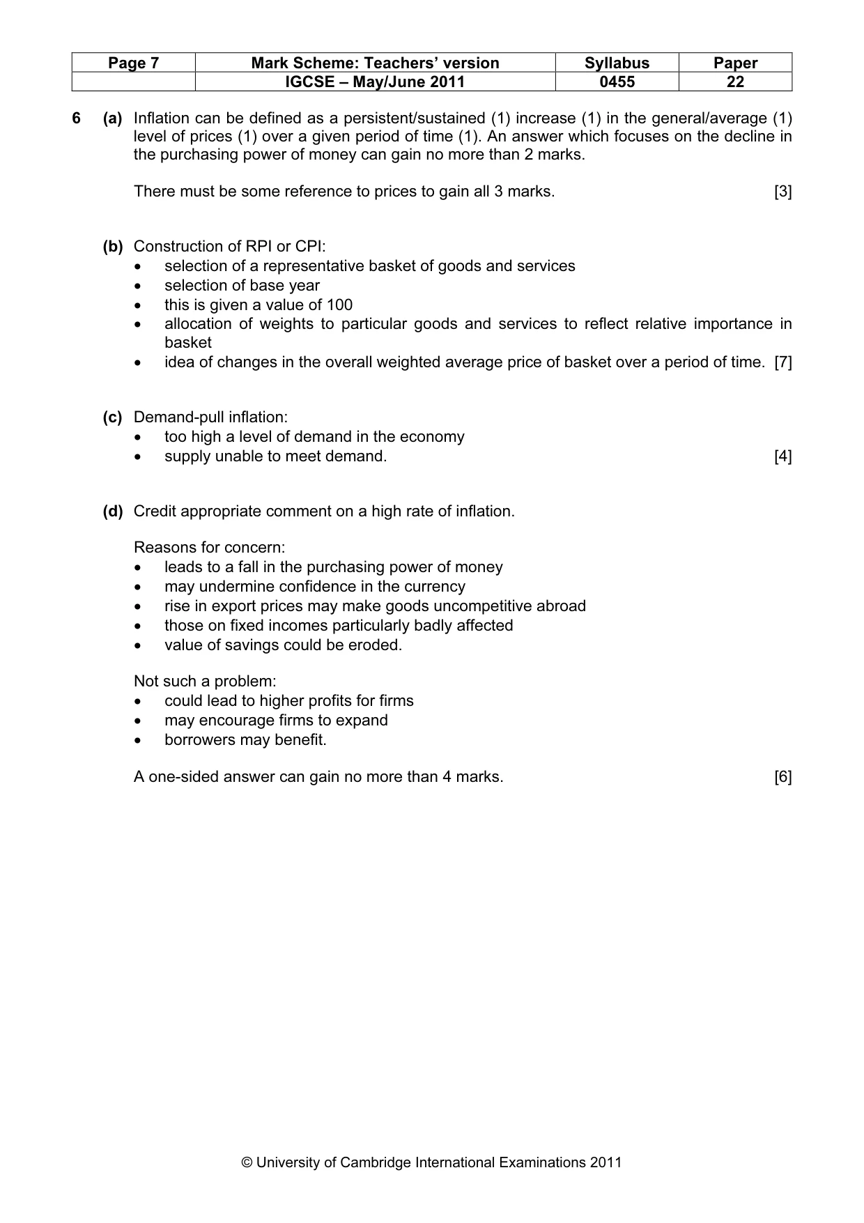Mark scheme, page 7 of 8