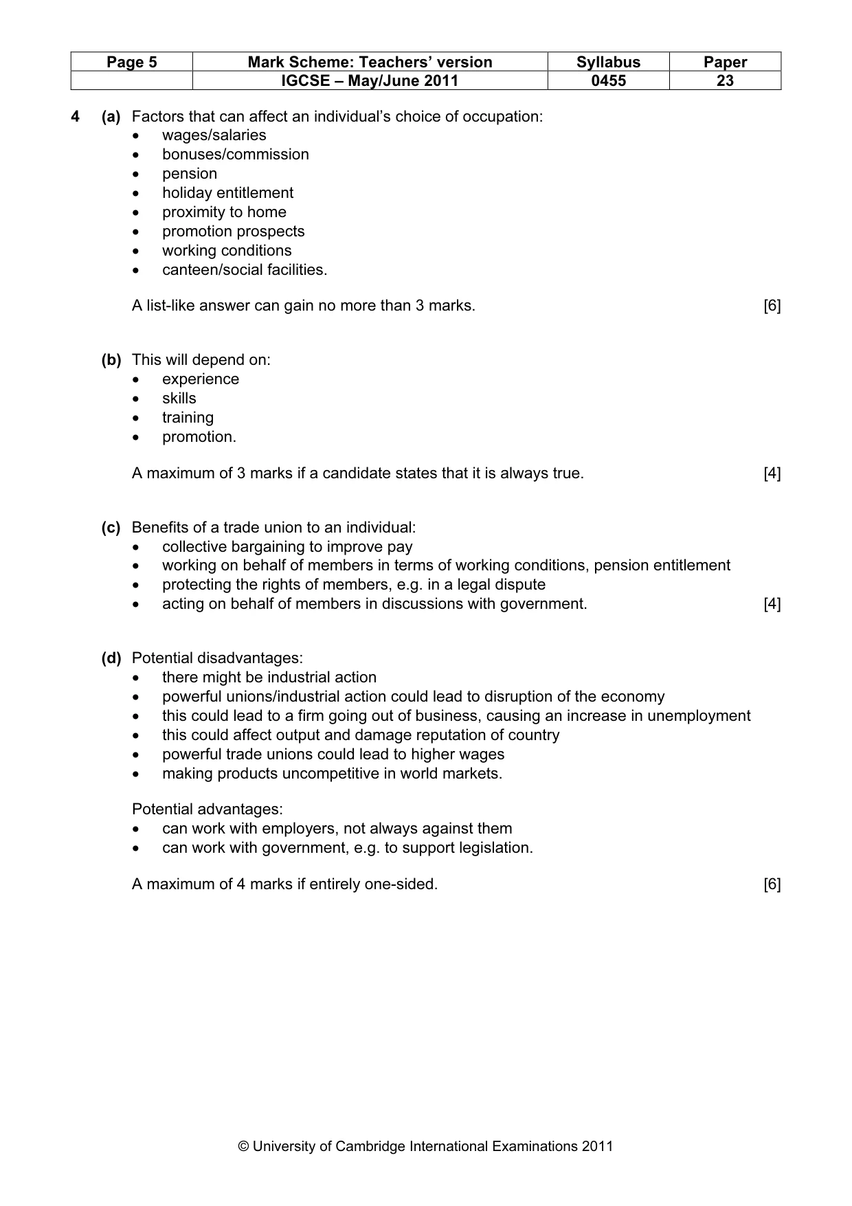 Mark scheme, page 5 of 8