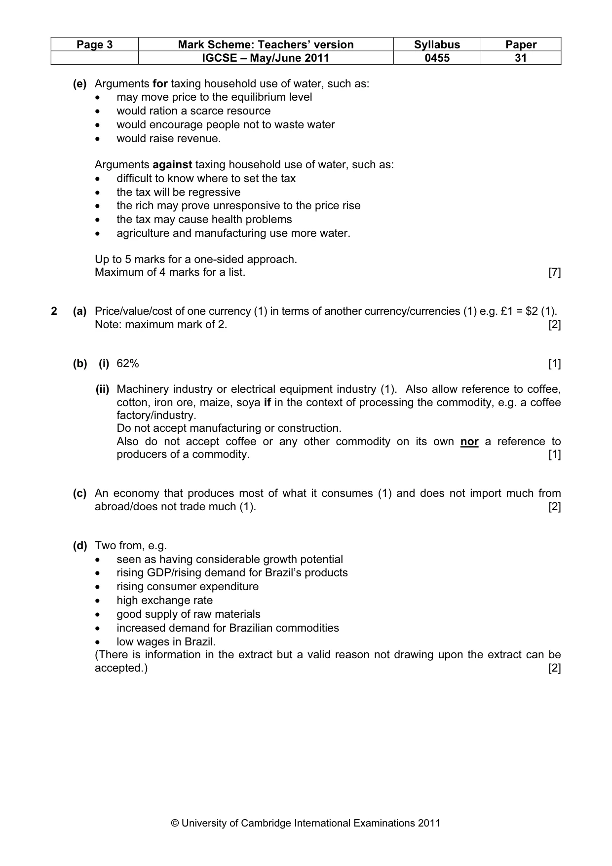 Mark scheme, page 3 of 4