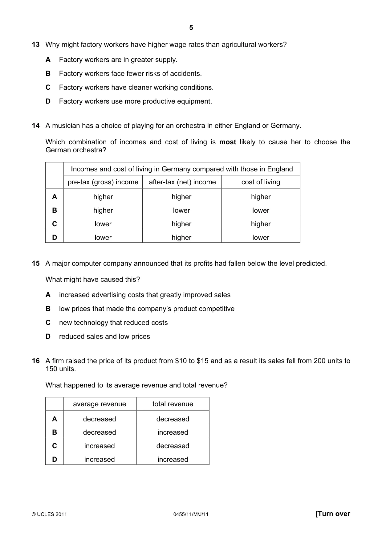 Cambridge IGCSE Economics 0455 2011 May/June Paper 1 · Variant 1 question paper, page 5 of 12