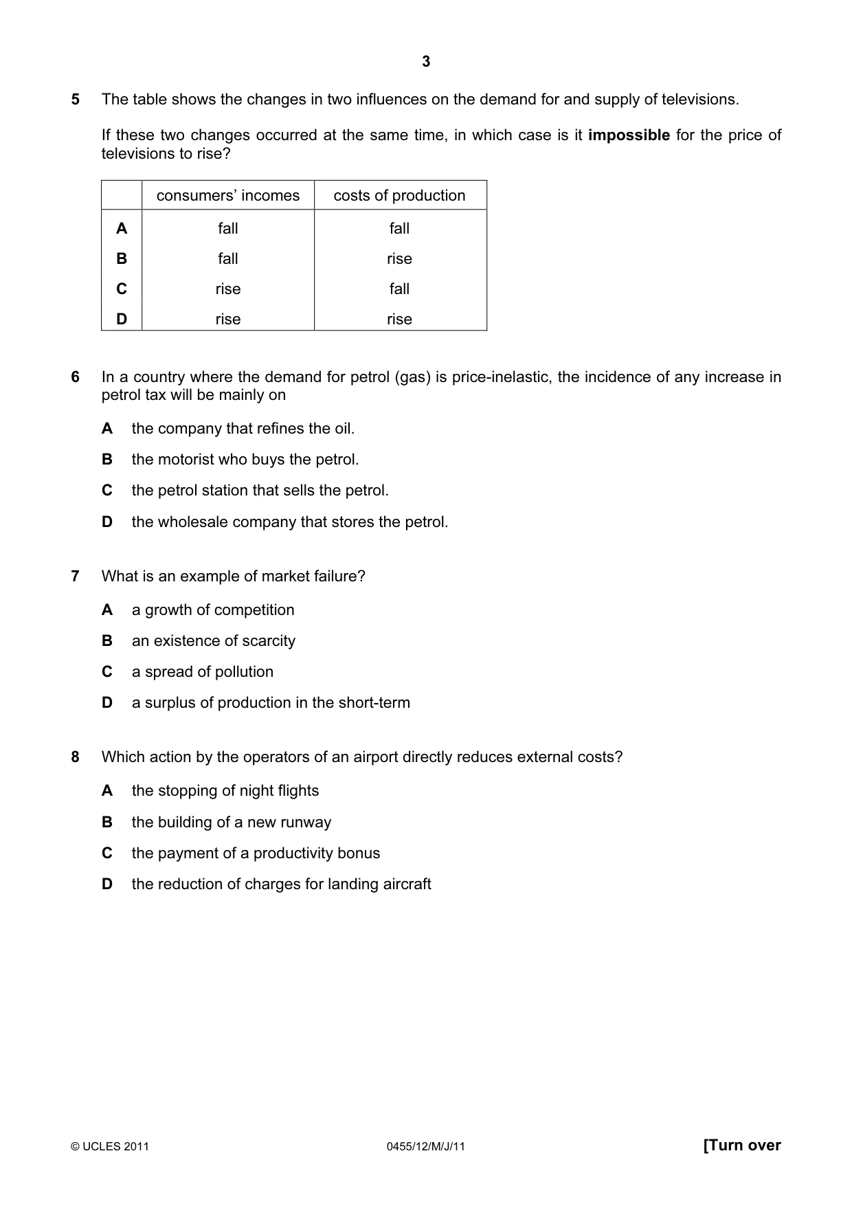Cambridge IGCSE Economics 0455 2011 May/June Paper 1 · Variant 2 question paper, page 3 of 12