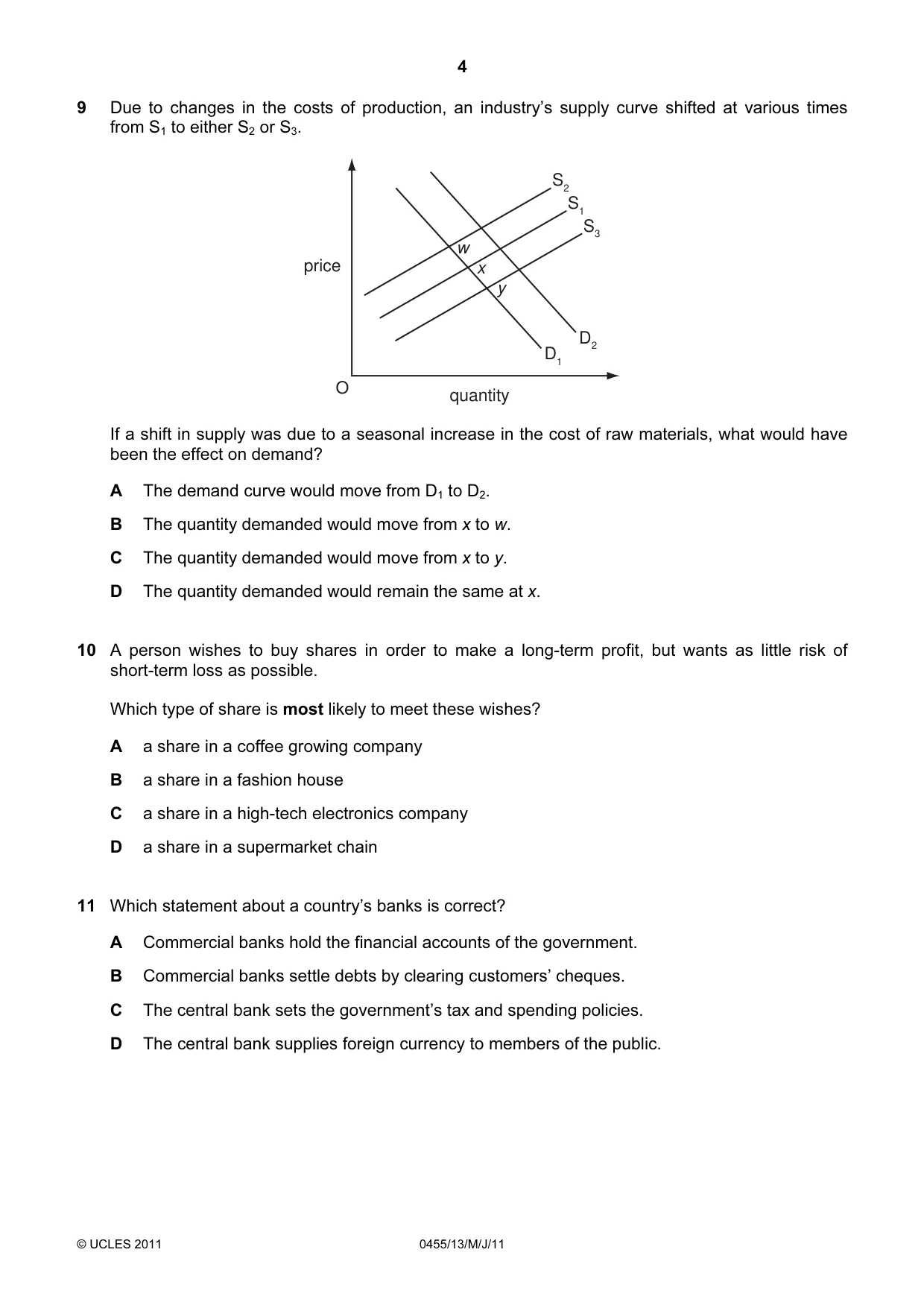 Cambridge IGCSE Economics 0455 2011 May/June Paper 1 · Variant 3 question paper, page 4 of 12