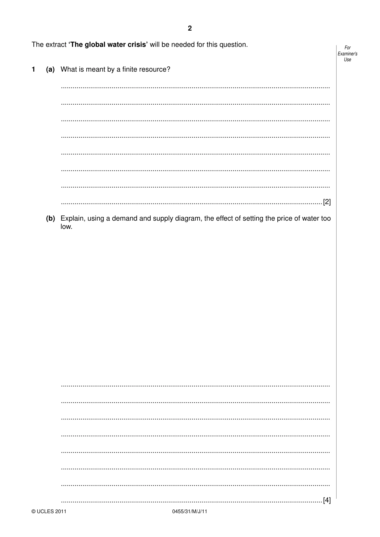 Cambridge IGCSE Economics 0455 2011 May/June Paper 3 · Variant 1 question paper, page 2 of 8
