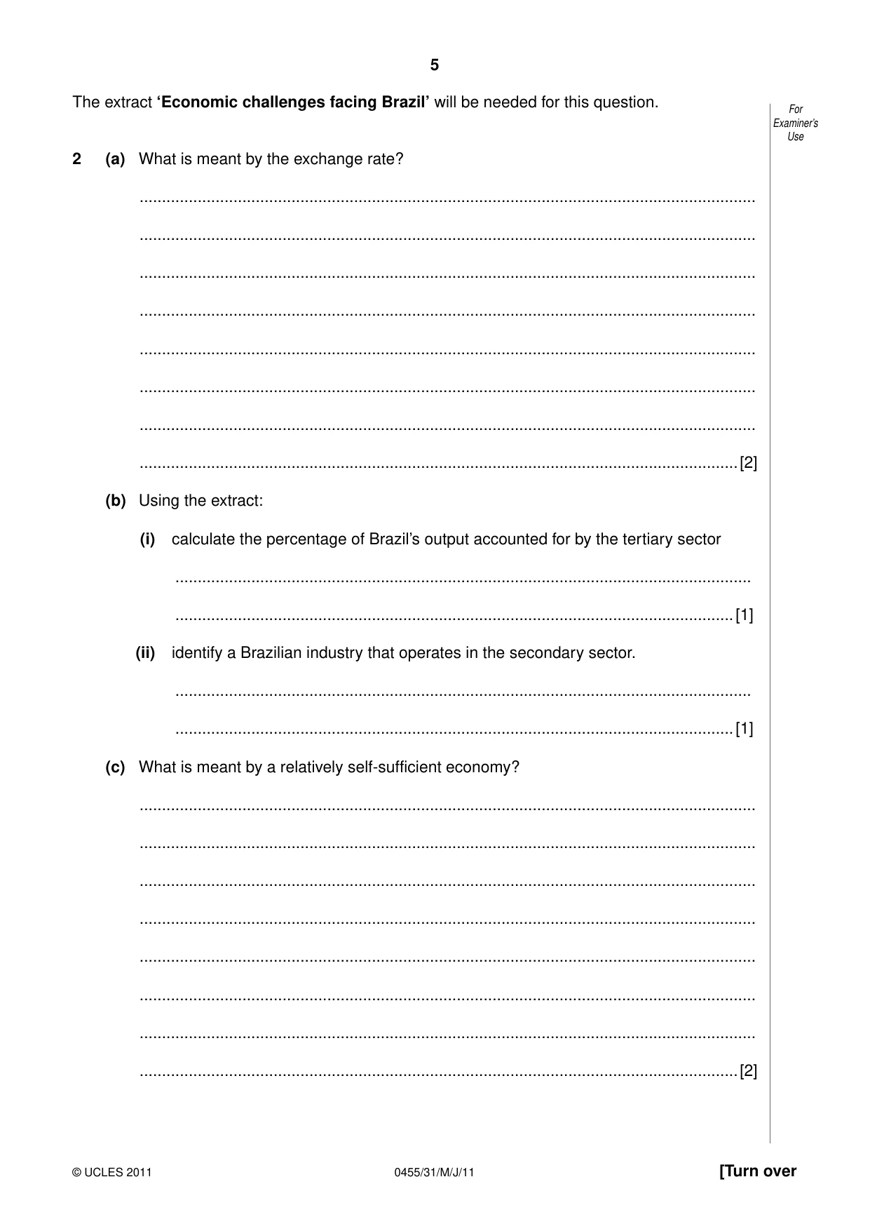 Cambridge IGCSE Economics 0455 2011 May/June Paper 3 · Variant 1 question paper, page 5 of 8