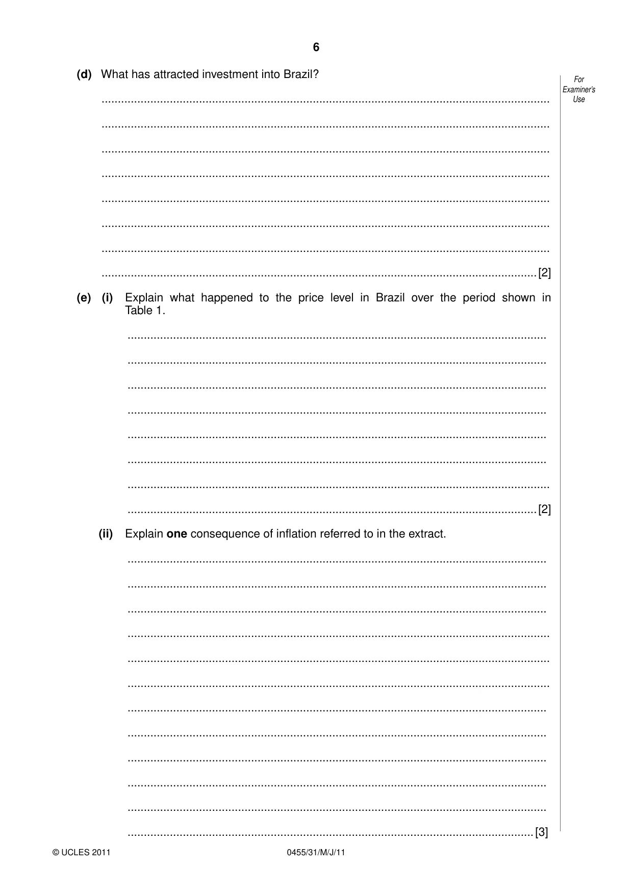 Cambridge IGCSE Economics 0455 2011 May/June Paper 3 · Variant 1 question paper, page 6 of 8