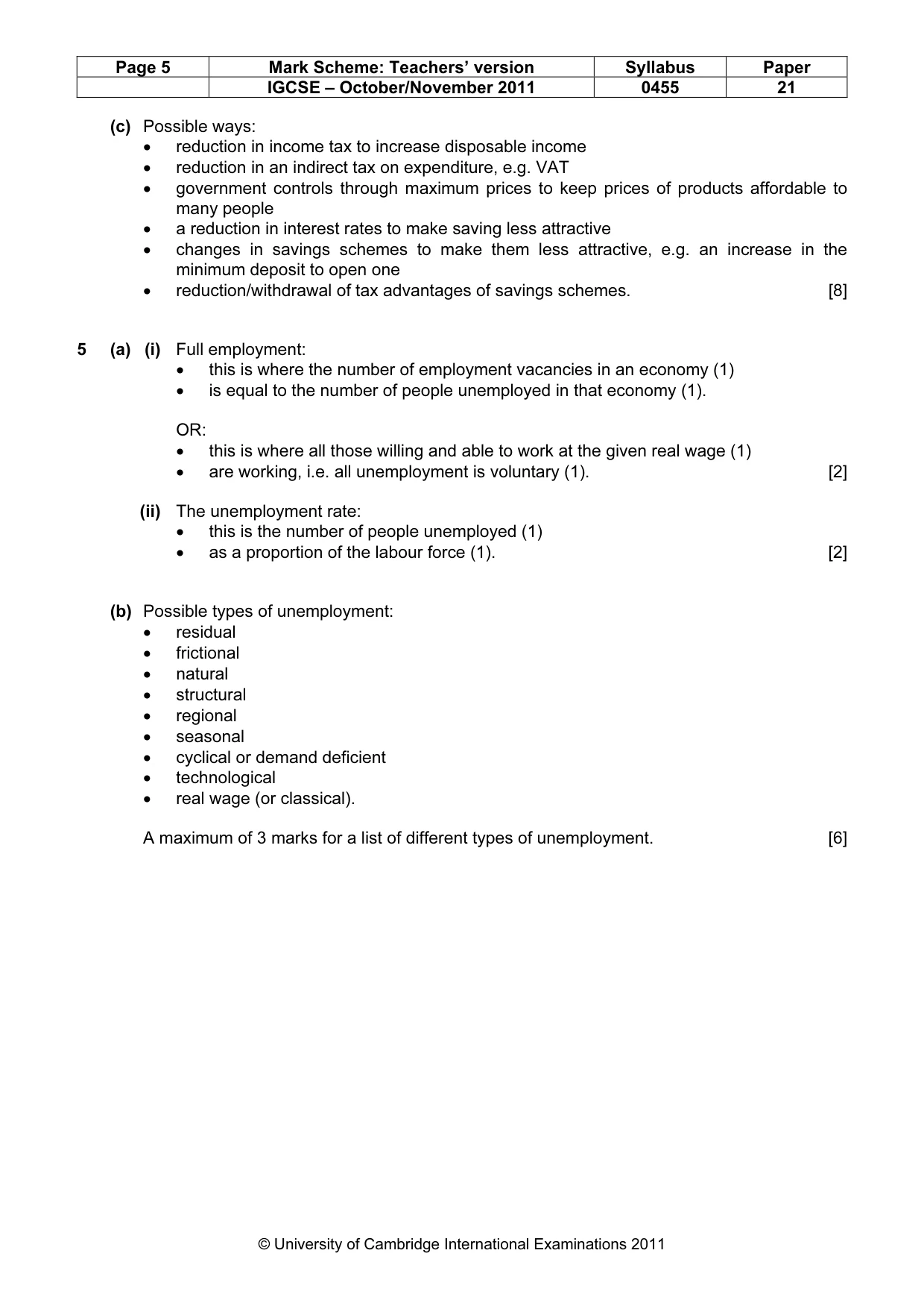 Mark scheme, page 5 of 7