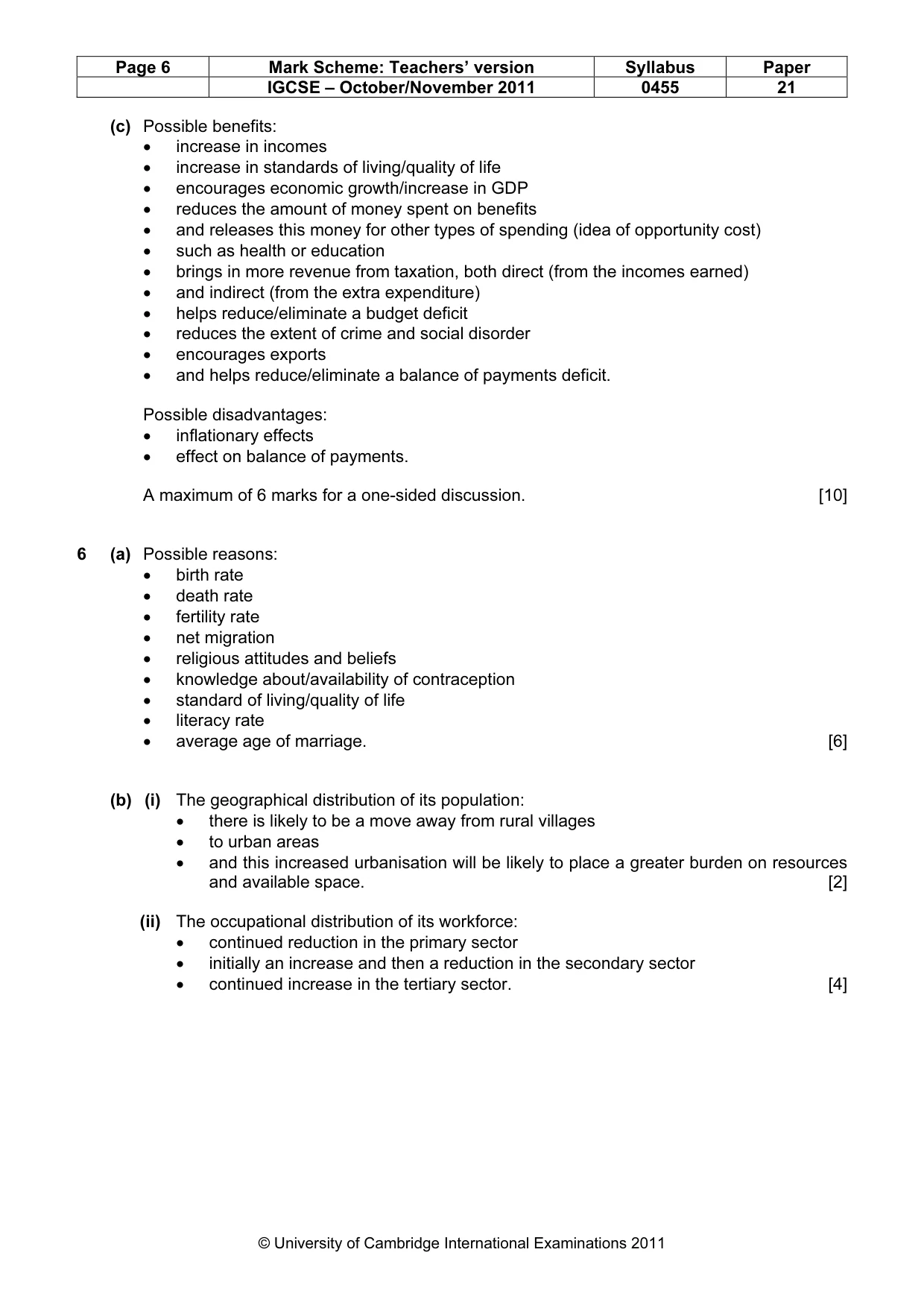 Mark scheme, page 6 of 7