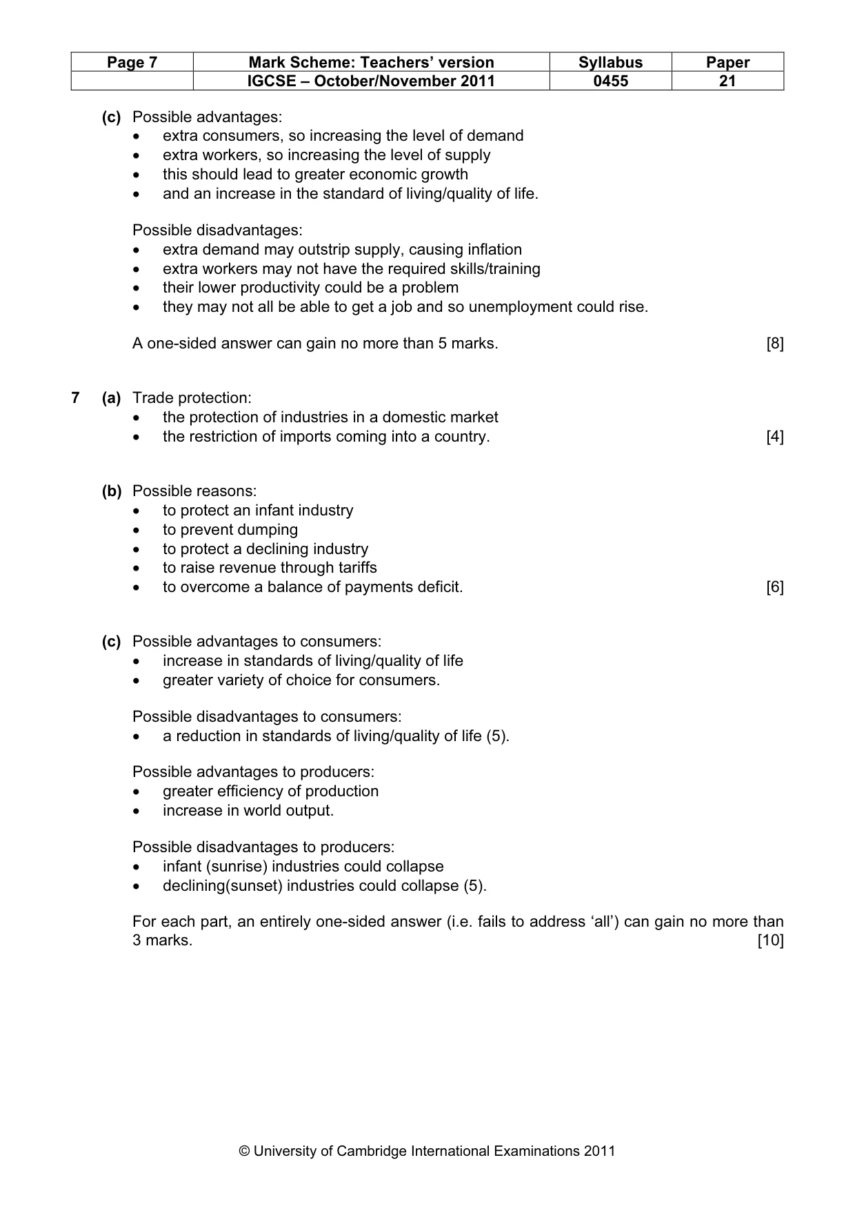 Mark scheme, page 7 of 7