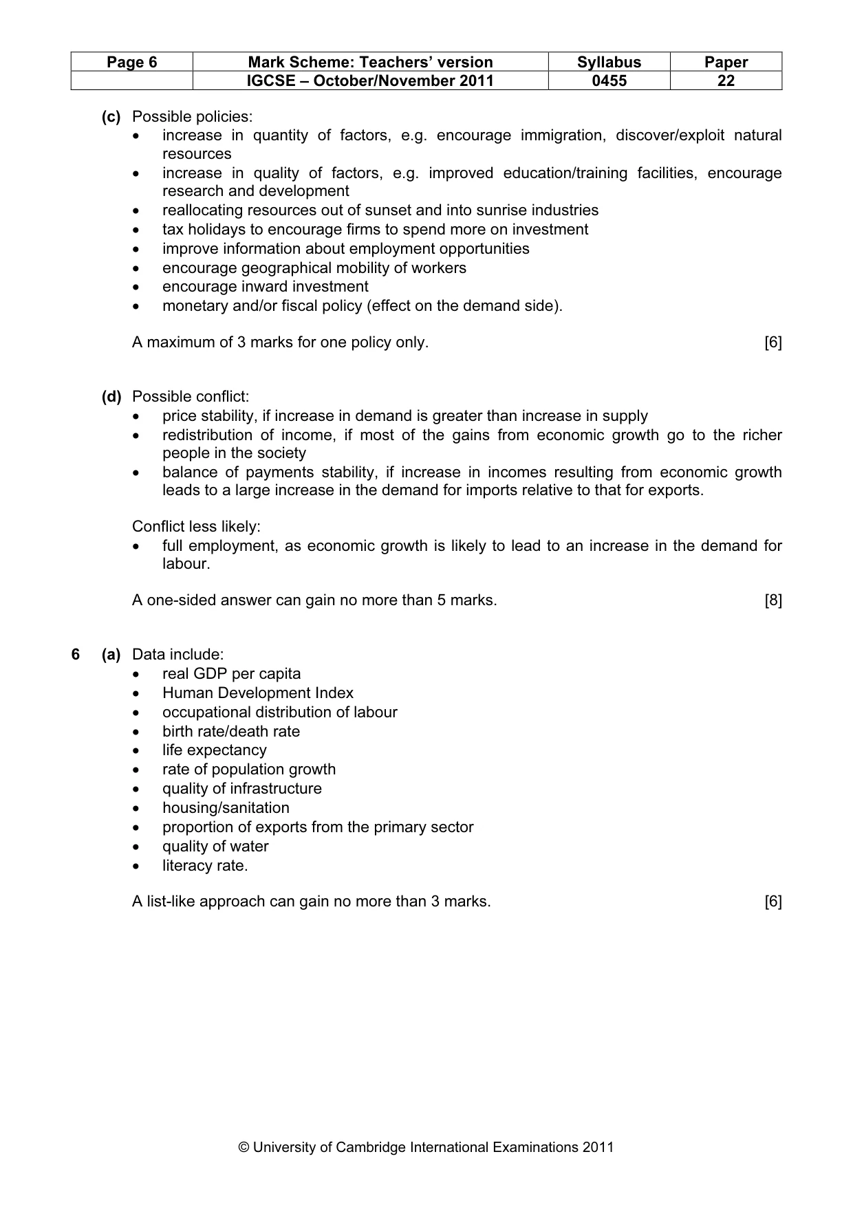 Mark scheme, page 6 of 8