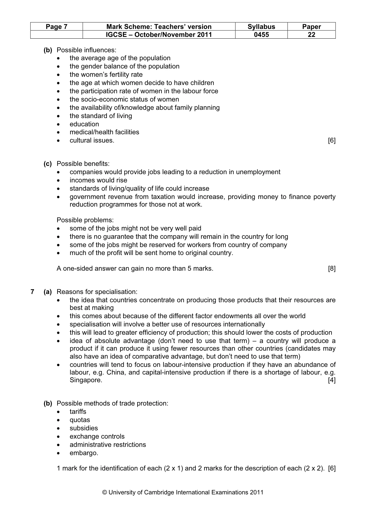 Mark scheme, page 7 of 8