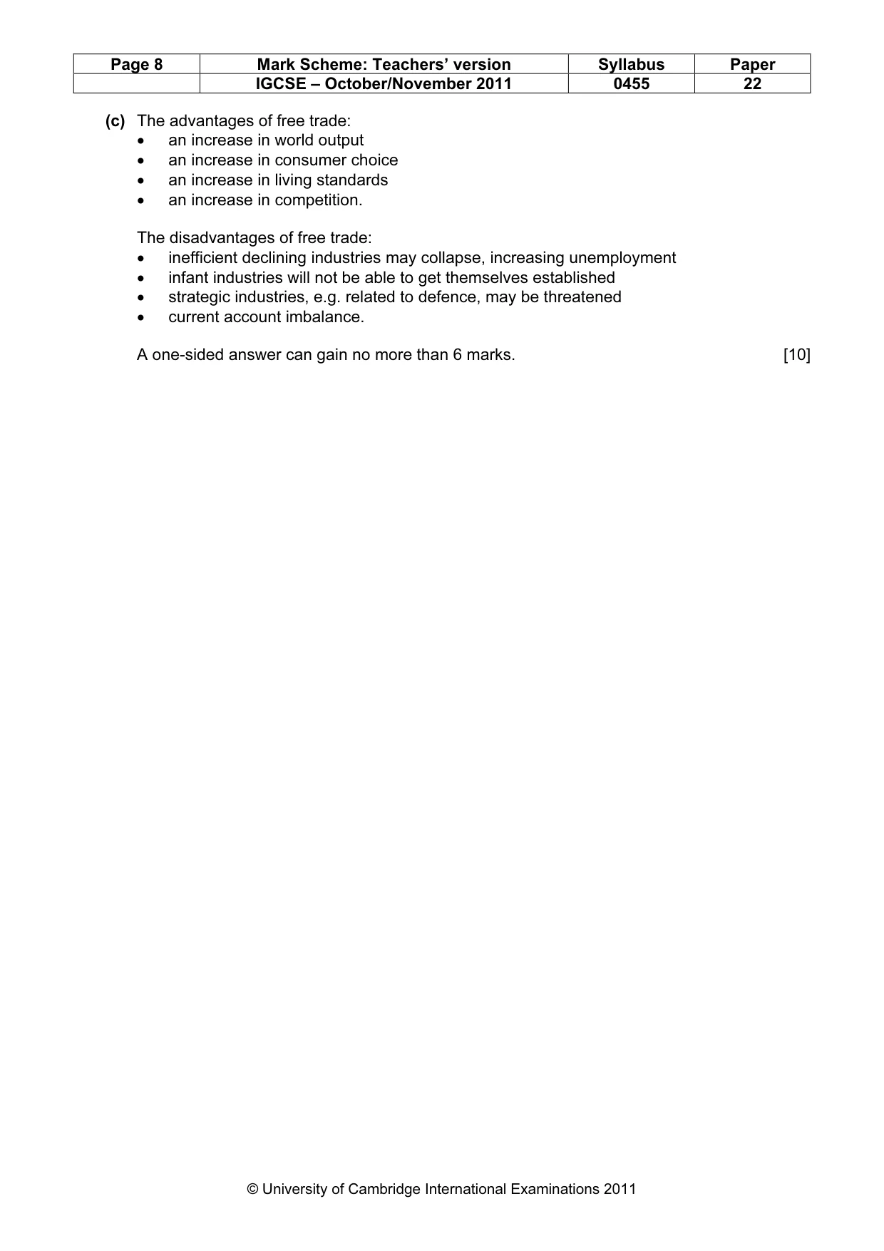 Mark scheme, page 8 of 8