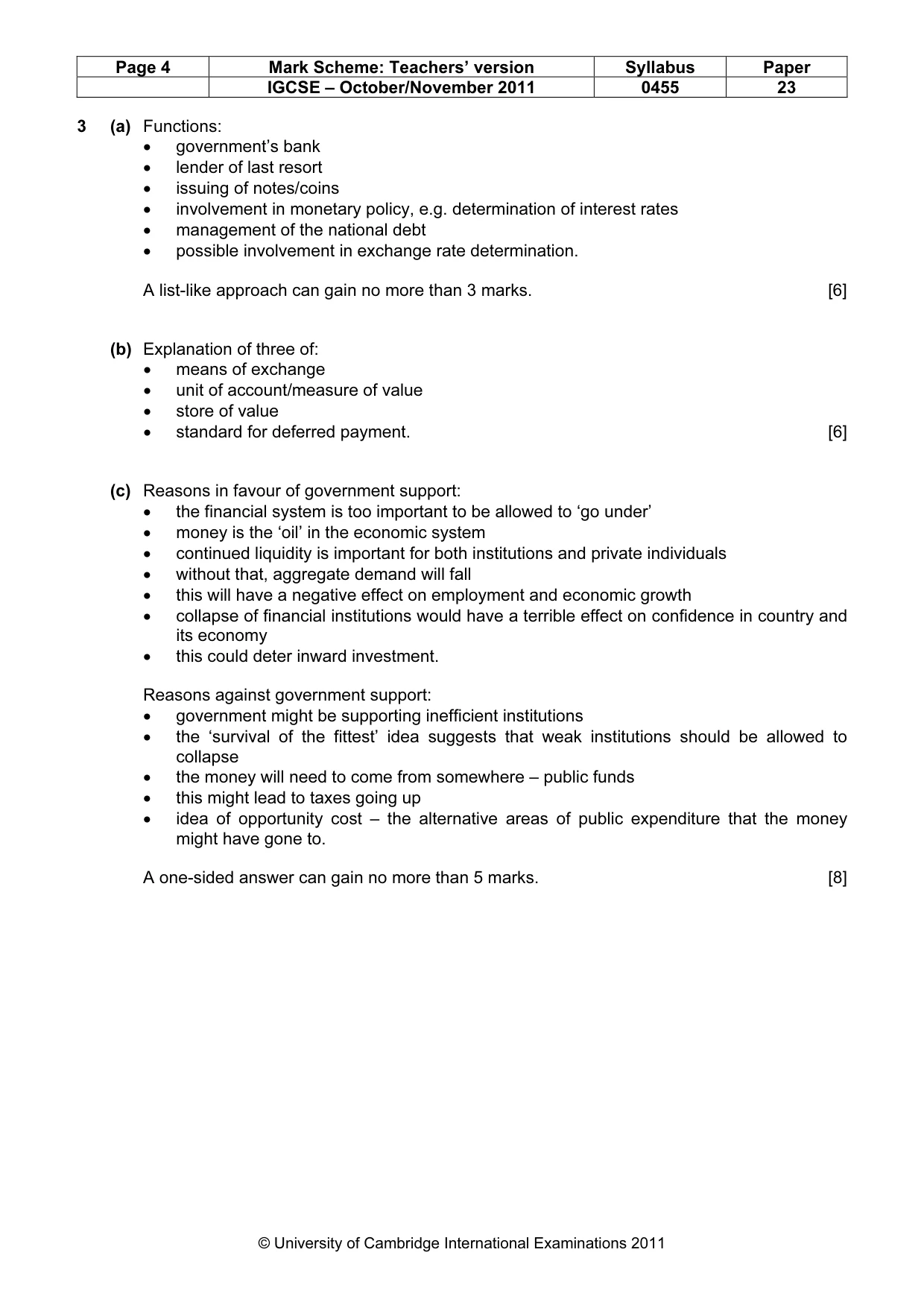 Mark scheme, page 4 of 8