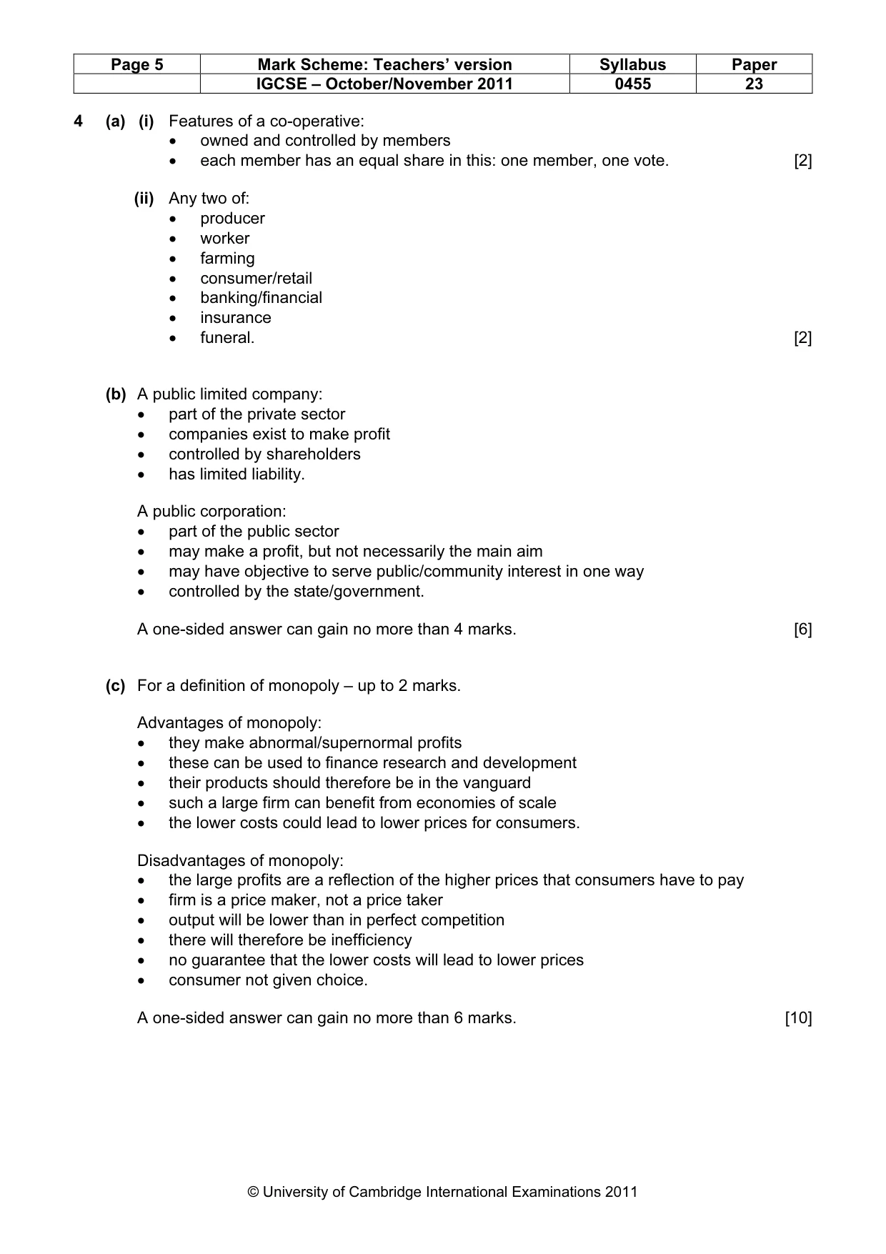 Mark scheme, page 5 of 8
