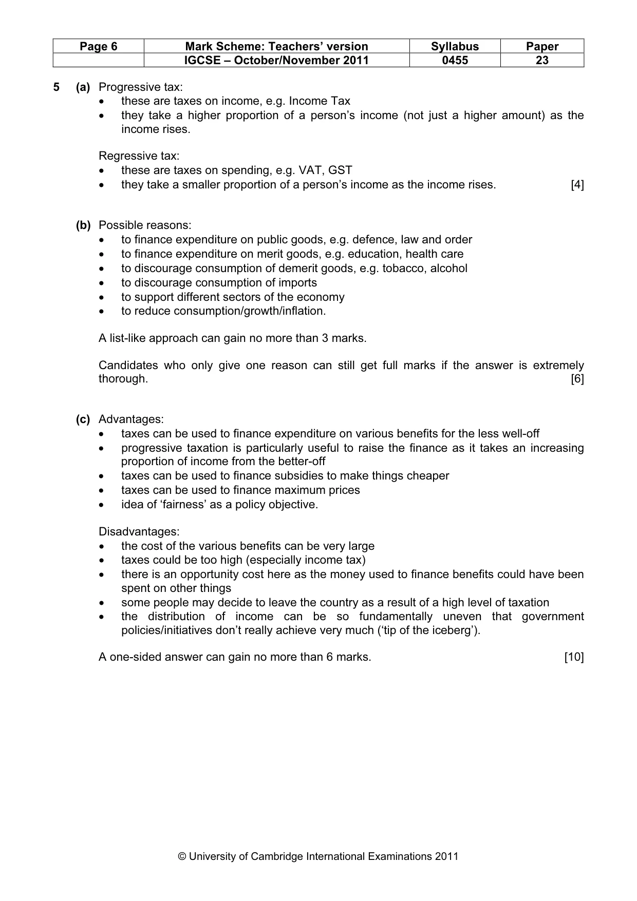 Mark scheme, page 6 of 8