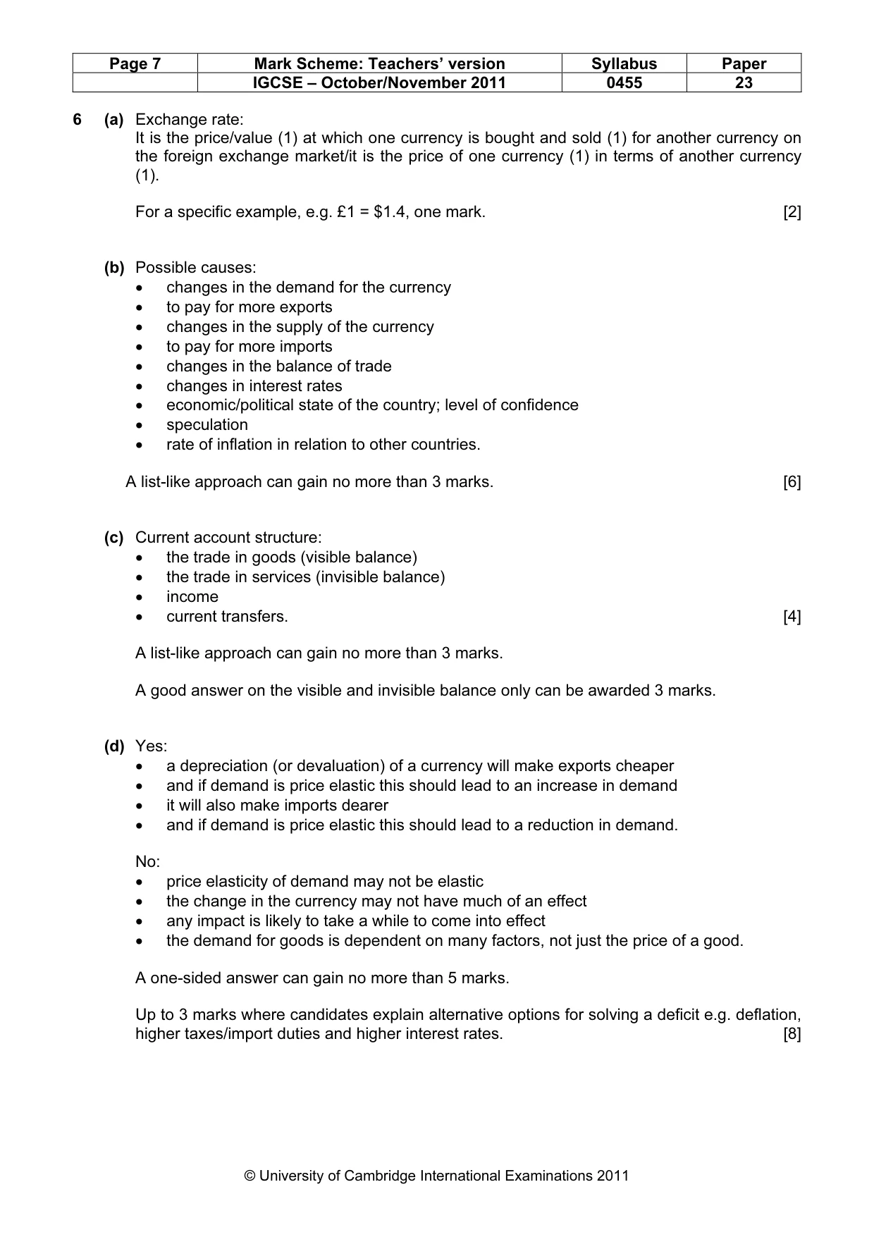 Mark scheme, page 7 of 8