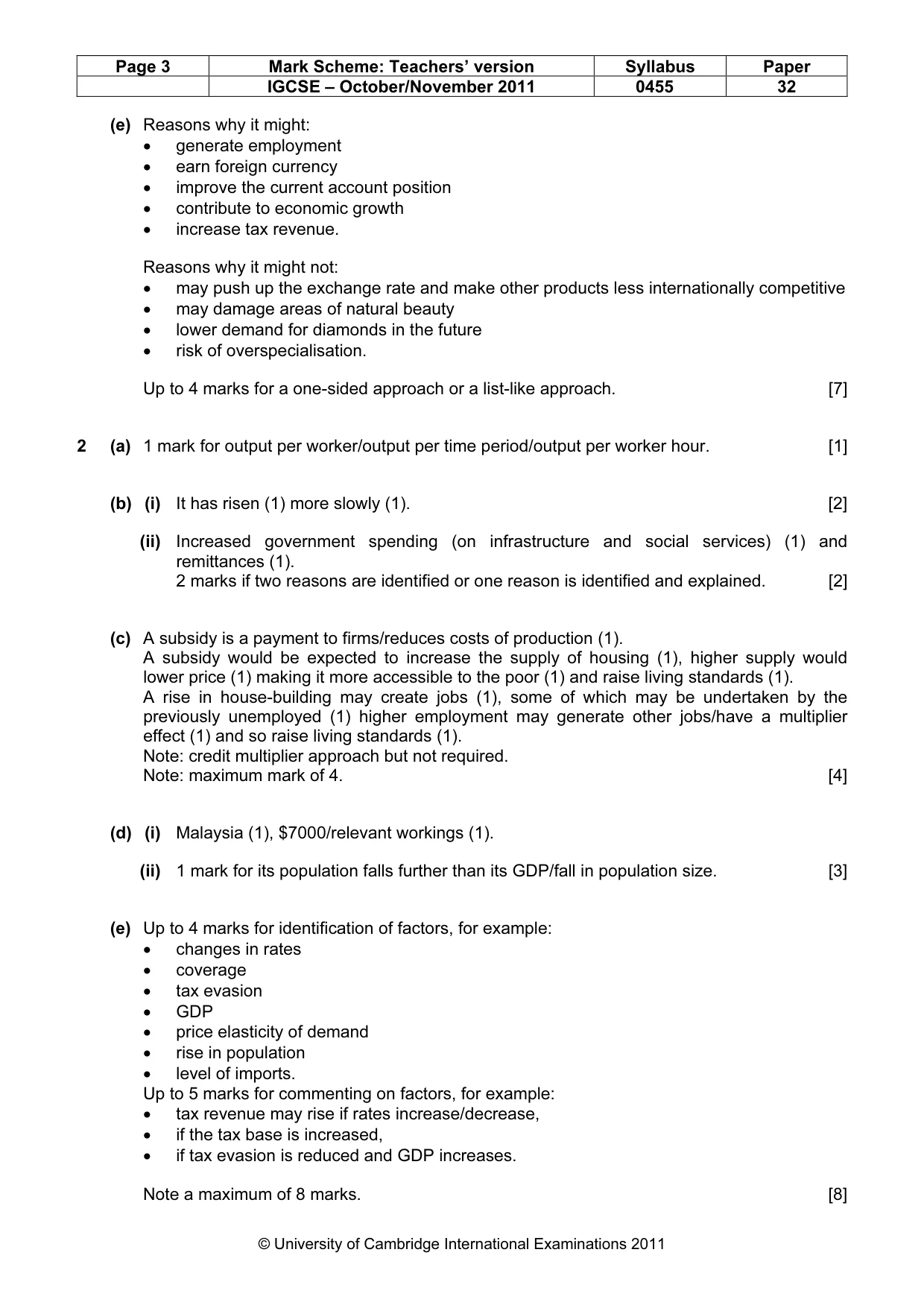 Mark scheme, page 3 of 3