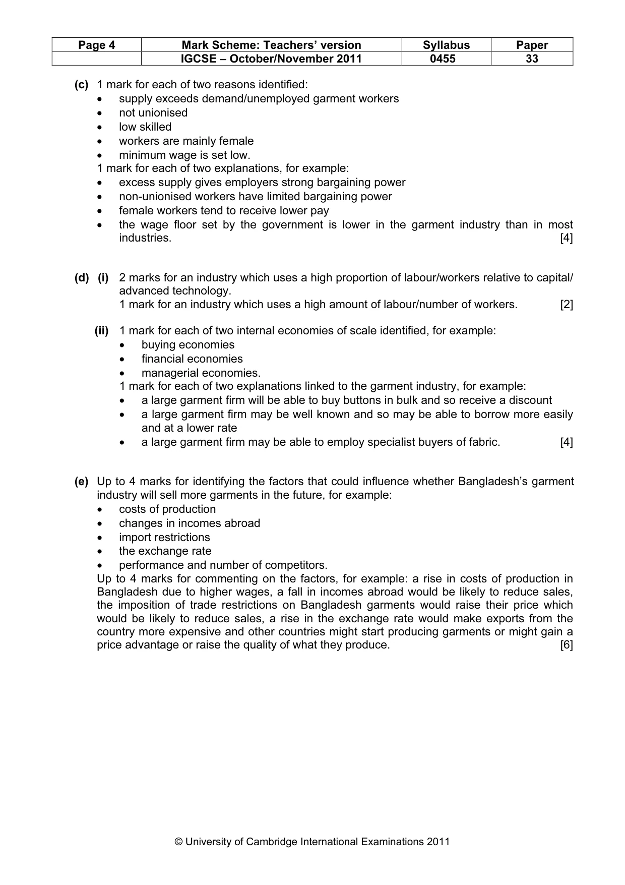 Mark scheme, page 4 of 4