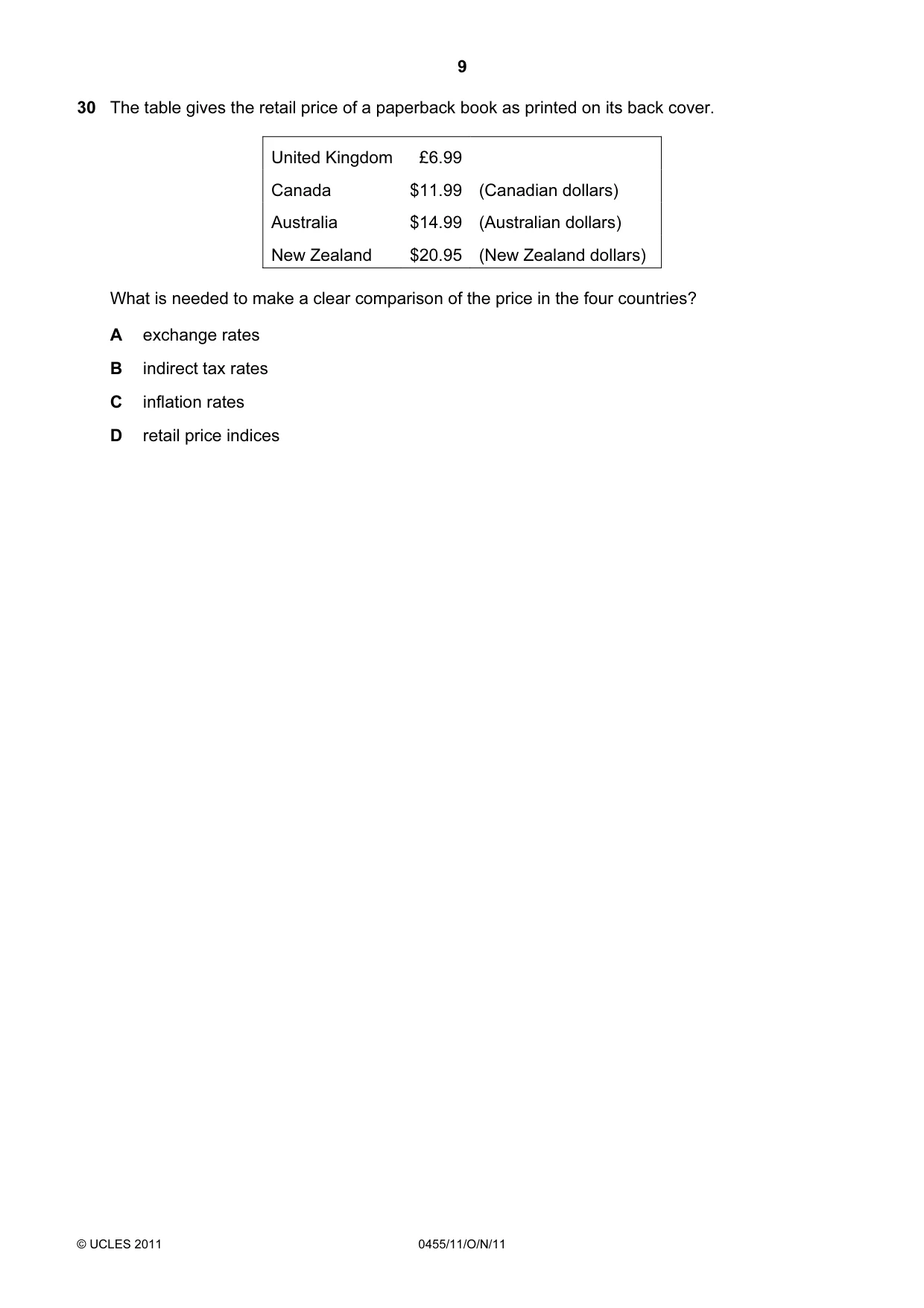 Cambridge IGCSE Economics 0455 2011 Oct/Nov Paper 1 · Variant 1 question paper, page 9 of 12